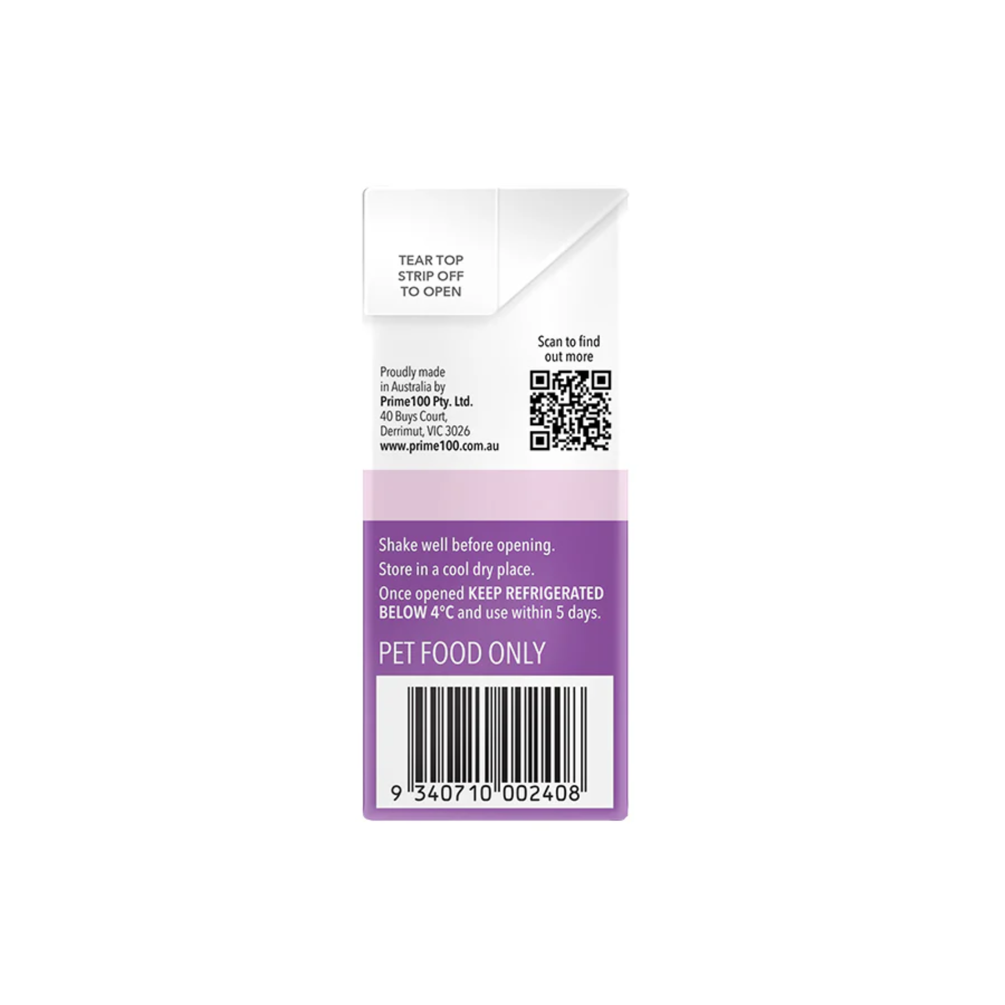 Prime100 SPD Dog Wet Food Slow Cooked Turkey & Flaxseed 354g