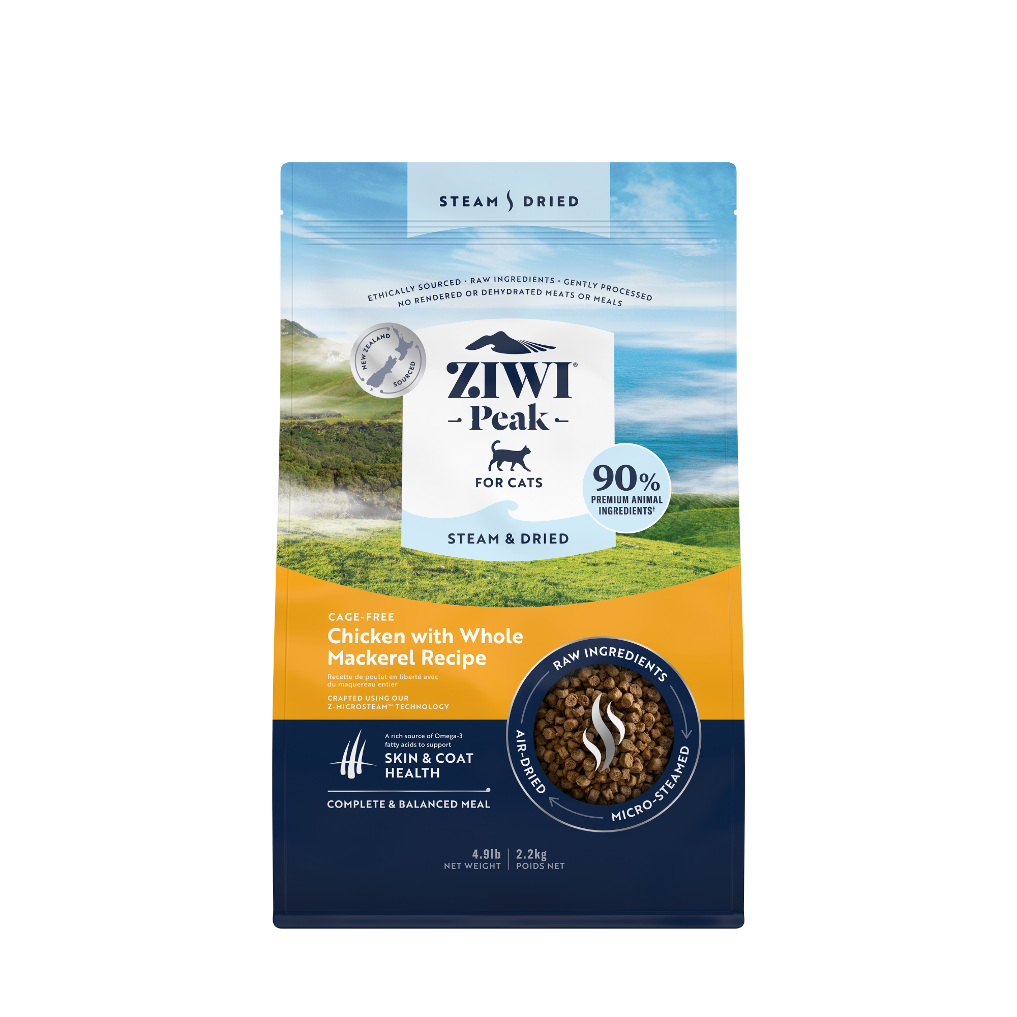 Ziwi Peak Steam & Dried Cage Free Chicken With Whole Mackerel Dry Cat Food