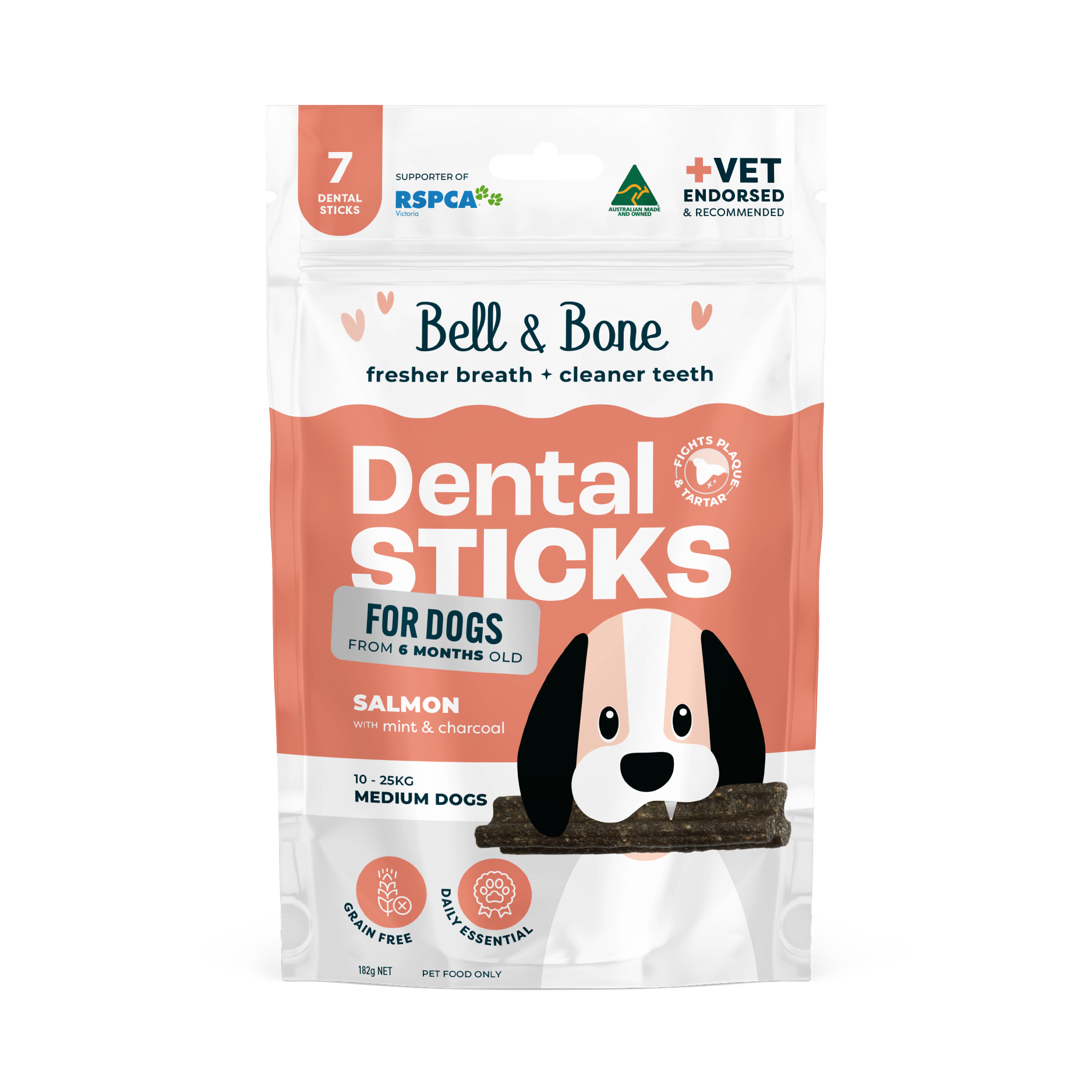Bell & Bone Dog Dental Sticks Salmon Mint and Charcoal