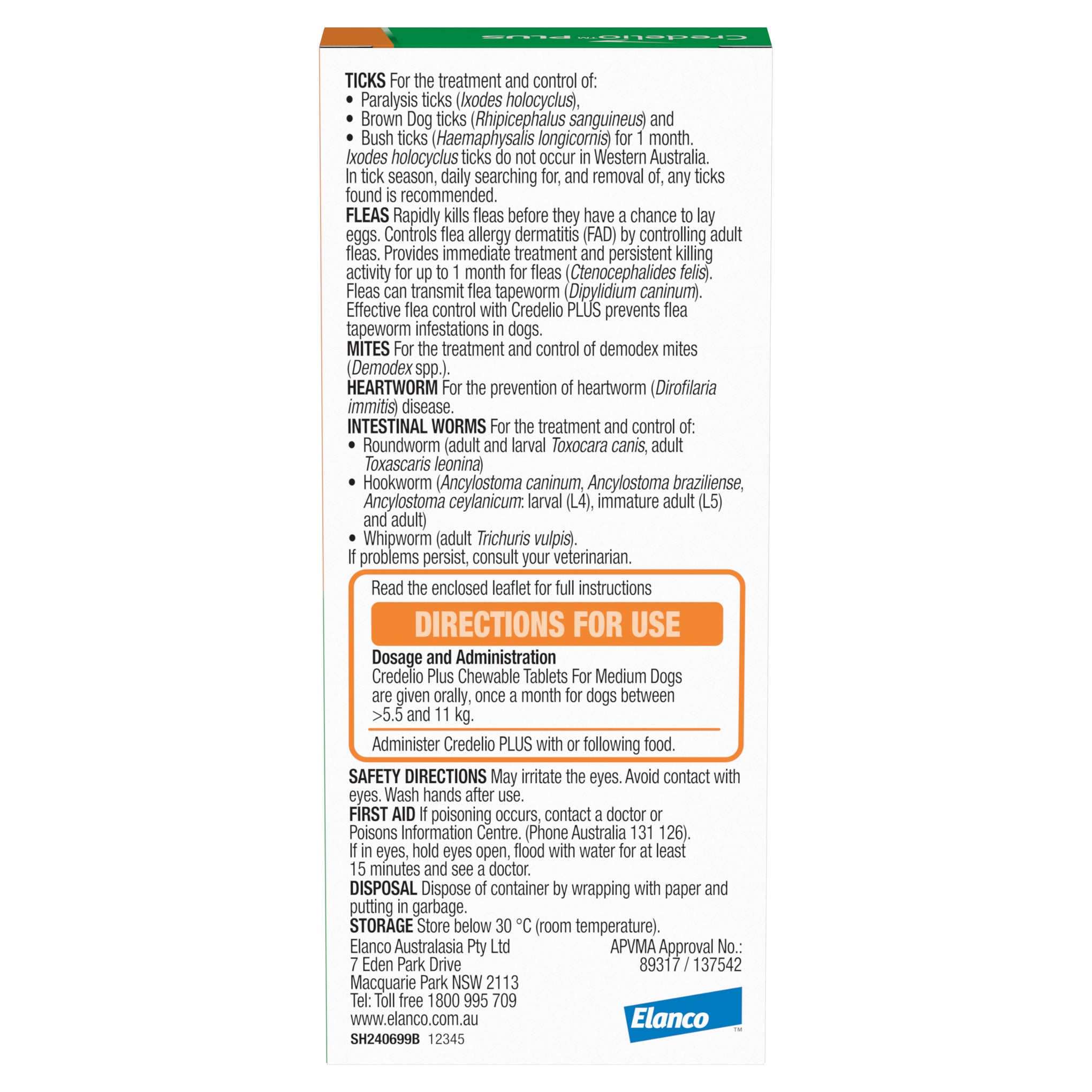 Credelio Plus Medium Dog Chews 5.5-11kg (Orange)