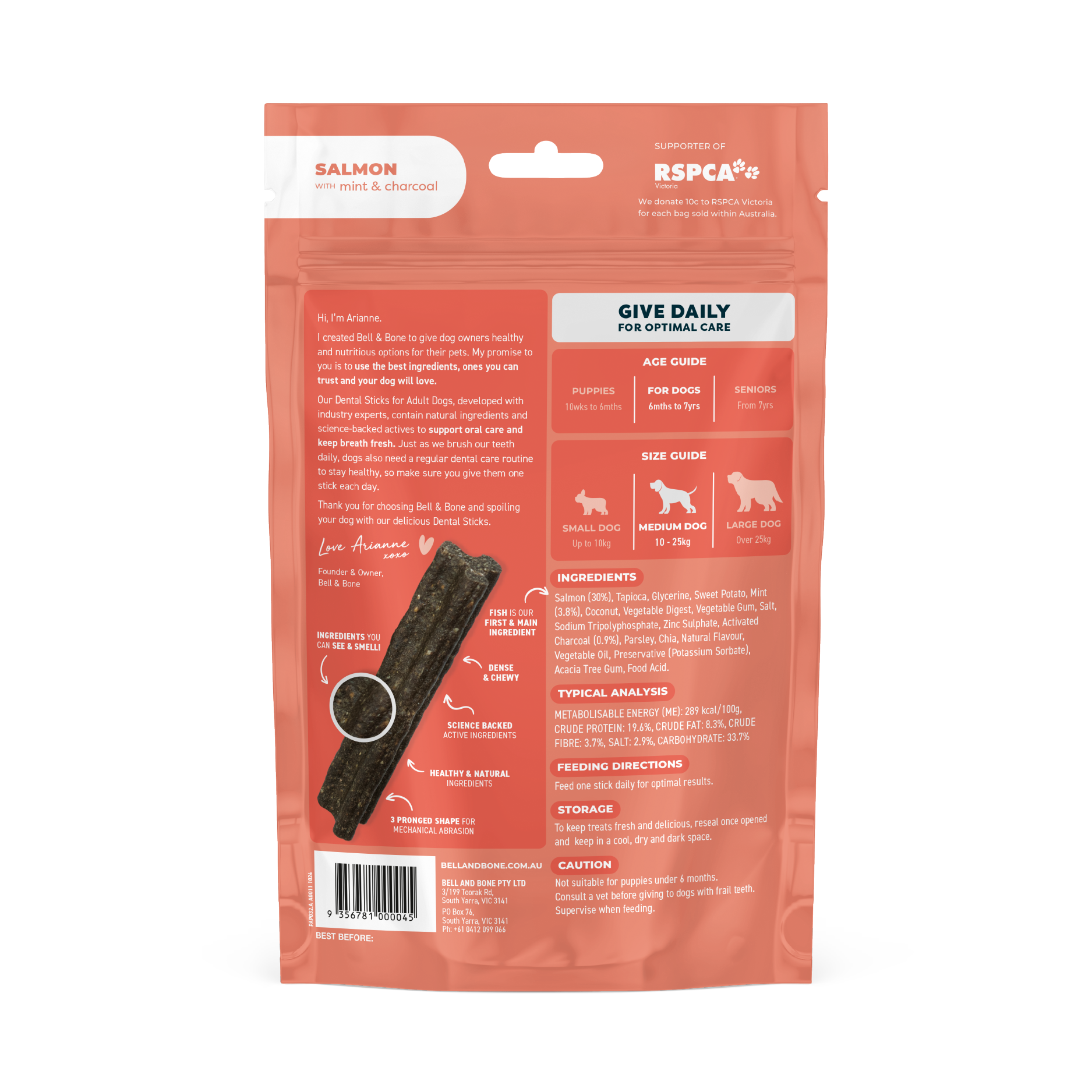 Bell & Bone Dog Dental Sticks Salmon Mint and Charcoal