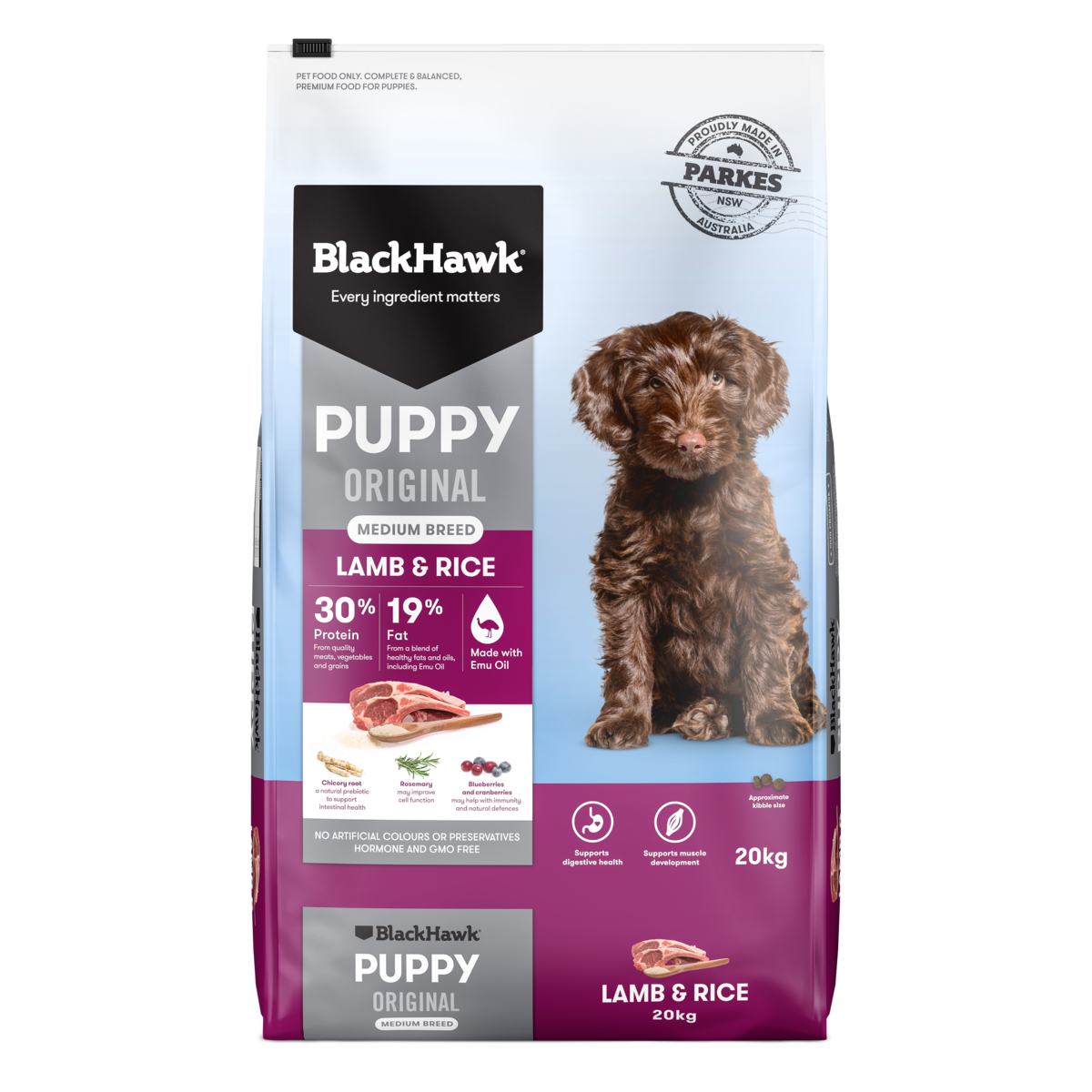 Black Hawk Original Puppy Lamb and Rice Medium Breed Dry Dog Food 20kg