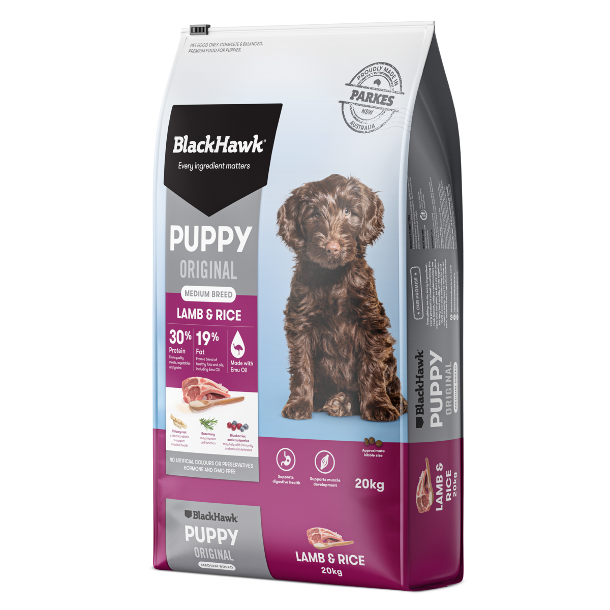 Black Hawk Original Puppy Lamb and Rice Medium Breed Dry Dog Food 20kg