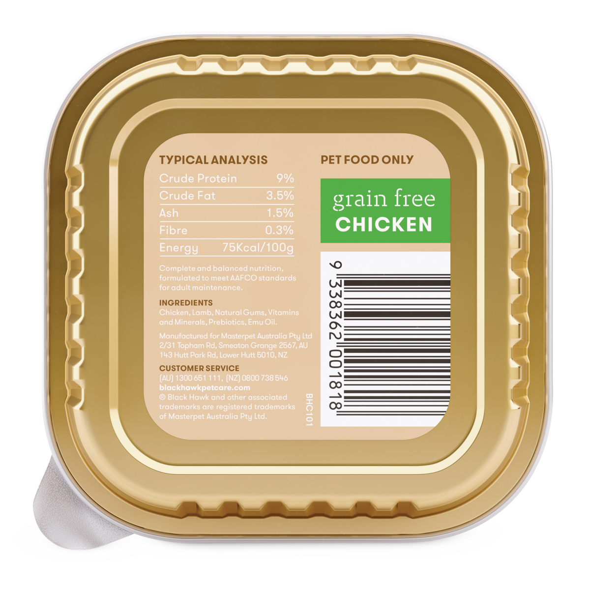 Black Hawk Grain Free Adult Chicken Wet Dog Food 100g x 9