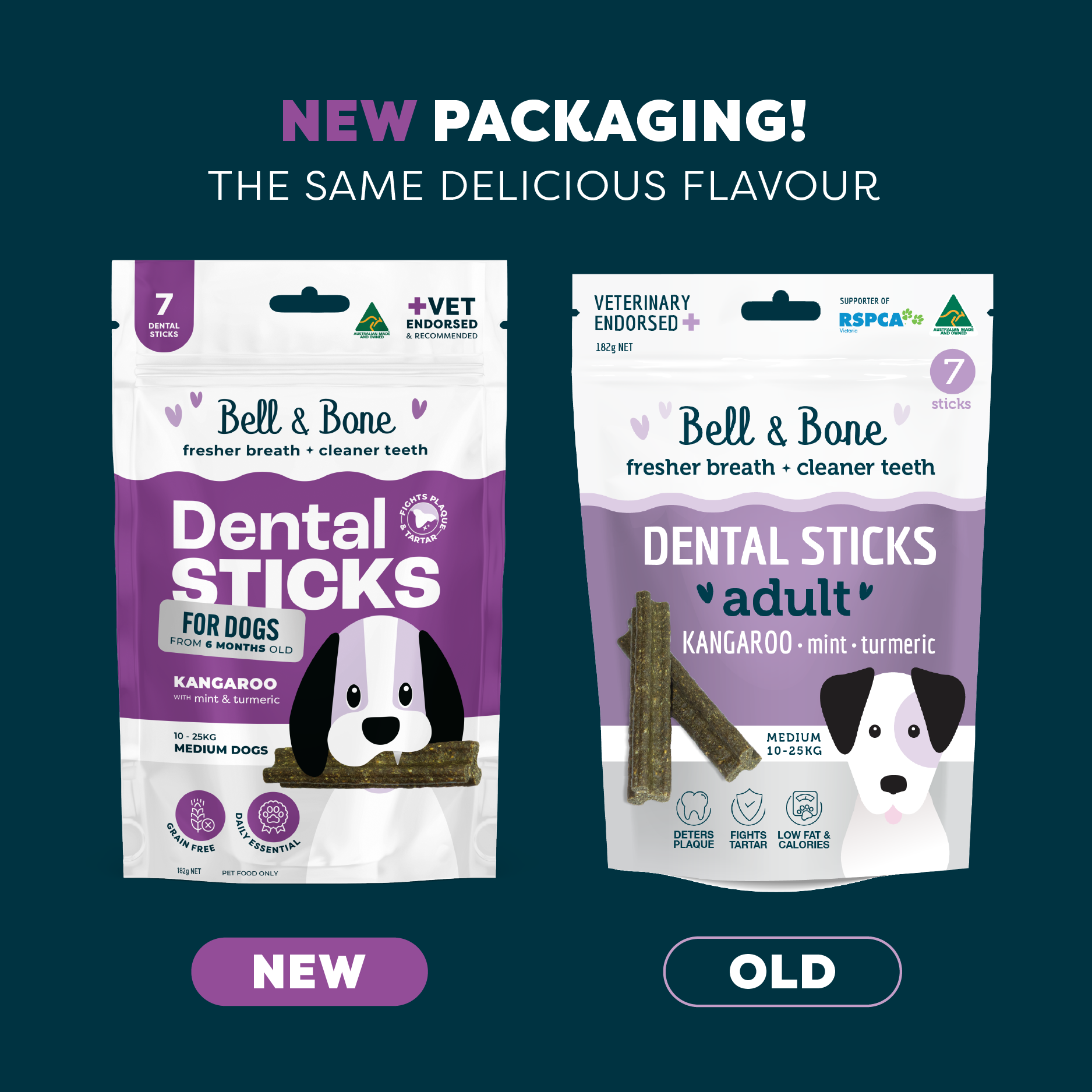 Bell & Bone Dog Dental Sticks Kangaroo Mint and Turmeric
