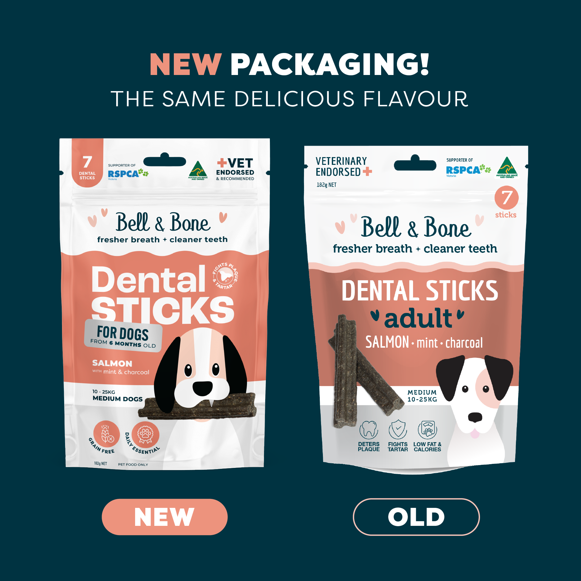 Bell & Bone Dog Dental Sticks Salmon Mint and Charcoal