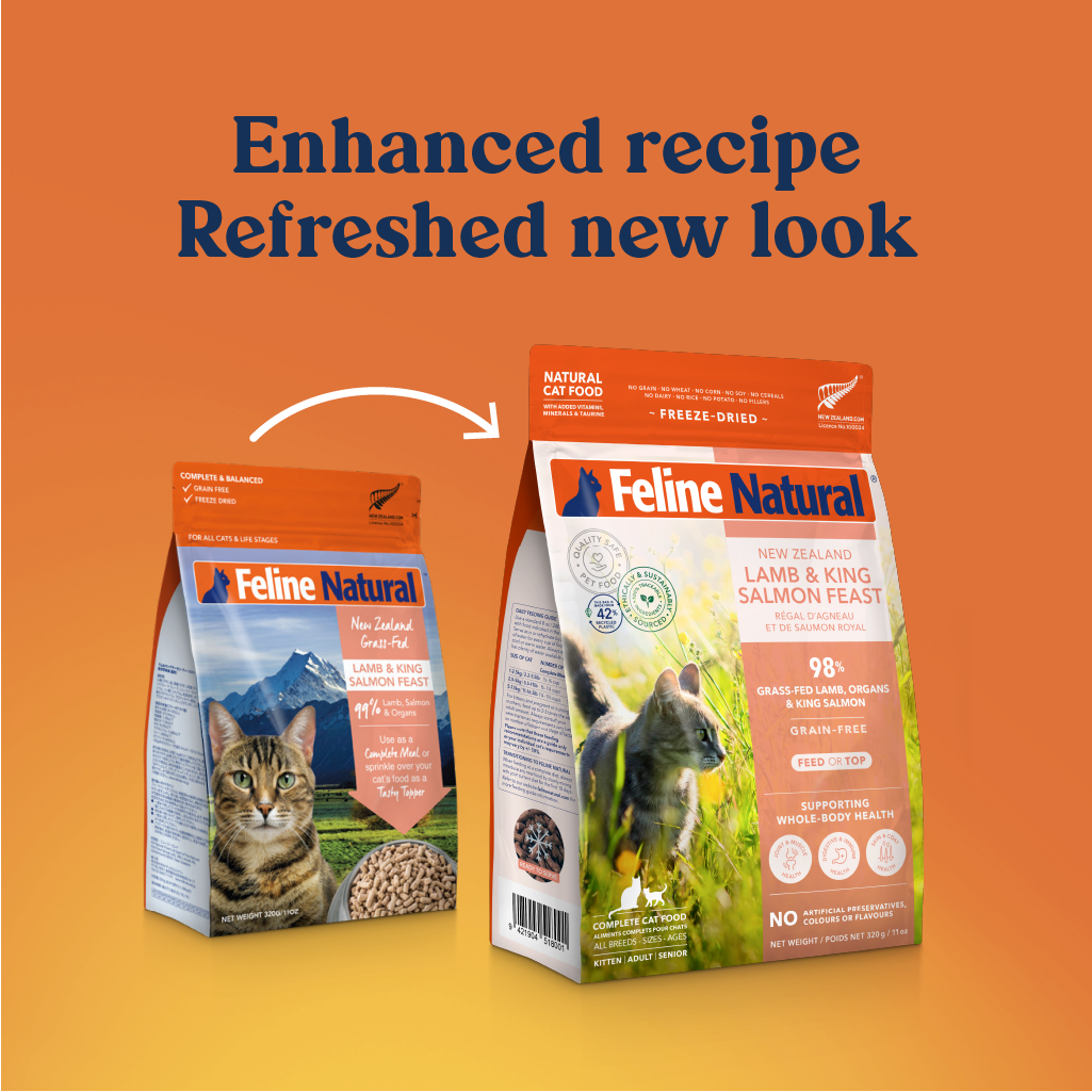 Feline Natural Grain Free Freeze Dried Cat Food Lamb & Salmon