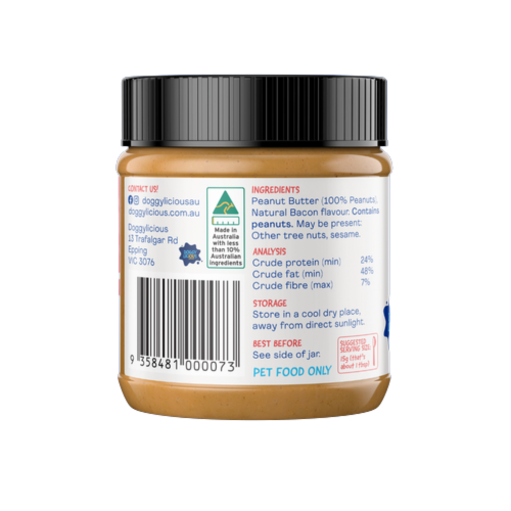Doggylicious Barkin Bacon Doggy Peanut Butter Dog Treat 250g