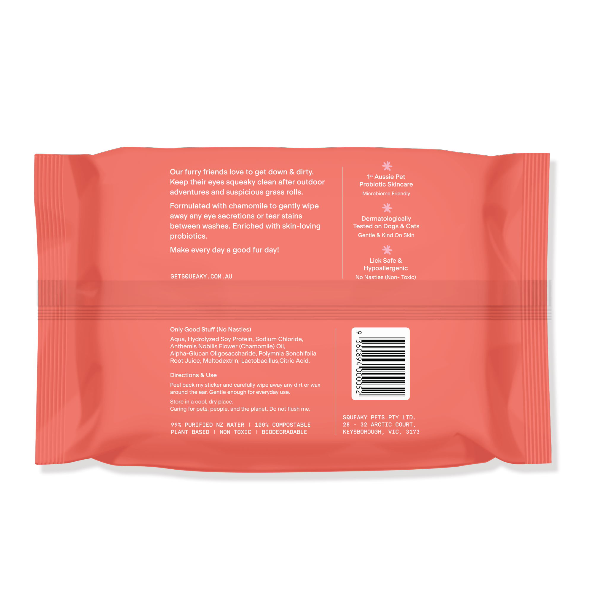 Squeaky Pet Probiotic Pet Eye Wipes 20pk