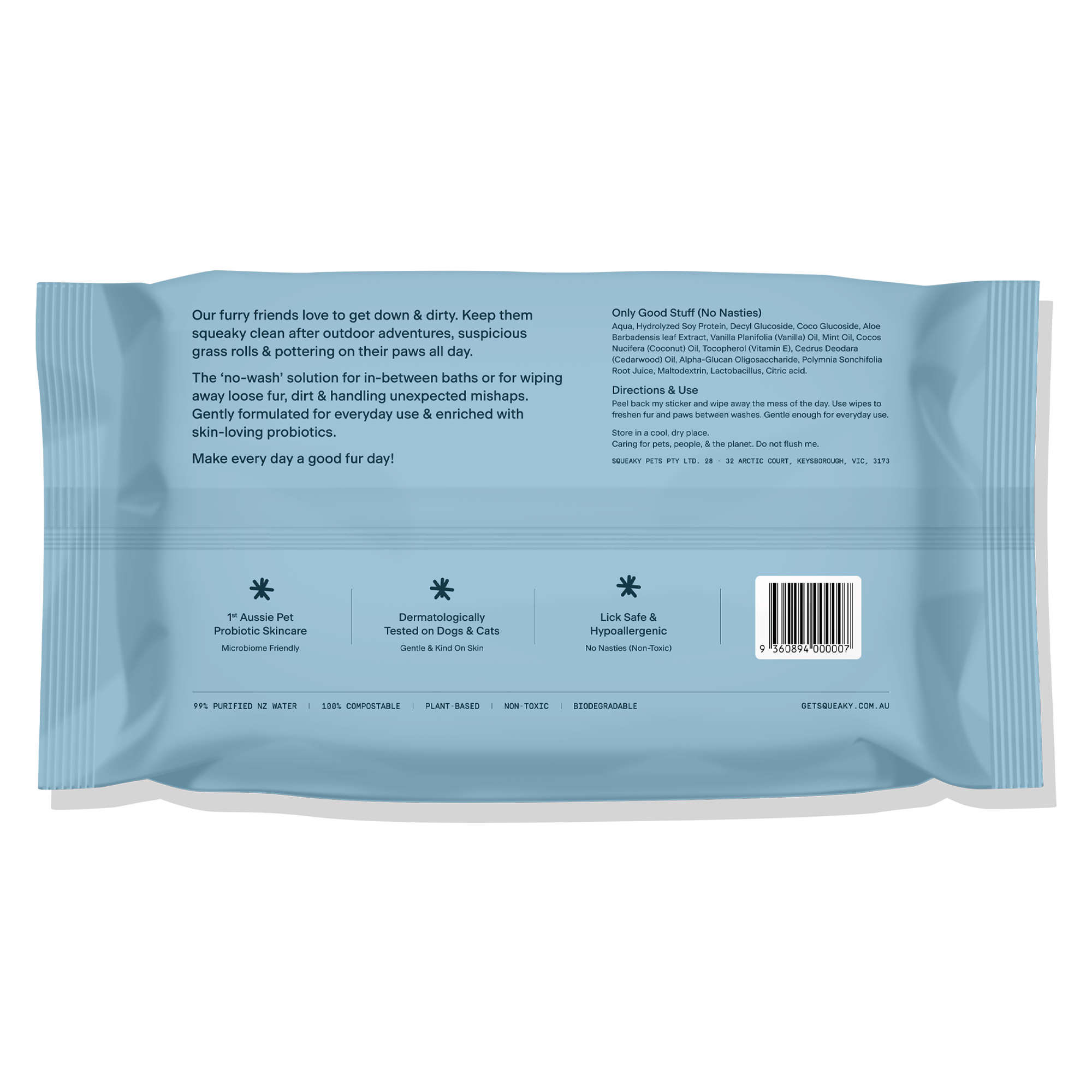 Squeaky Pet Probiotic Pet Wipes Fresh & Zesty