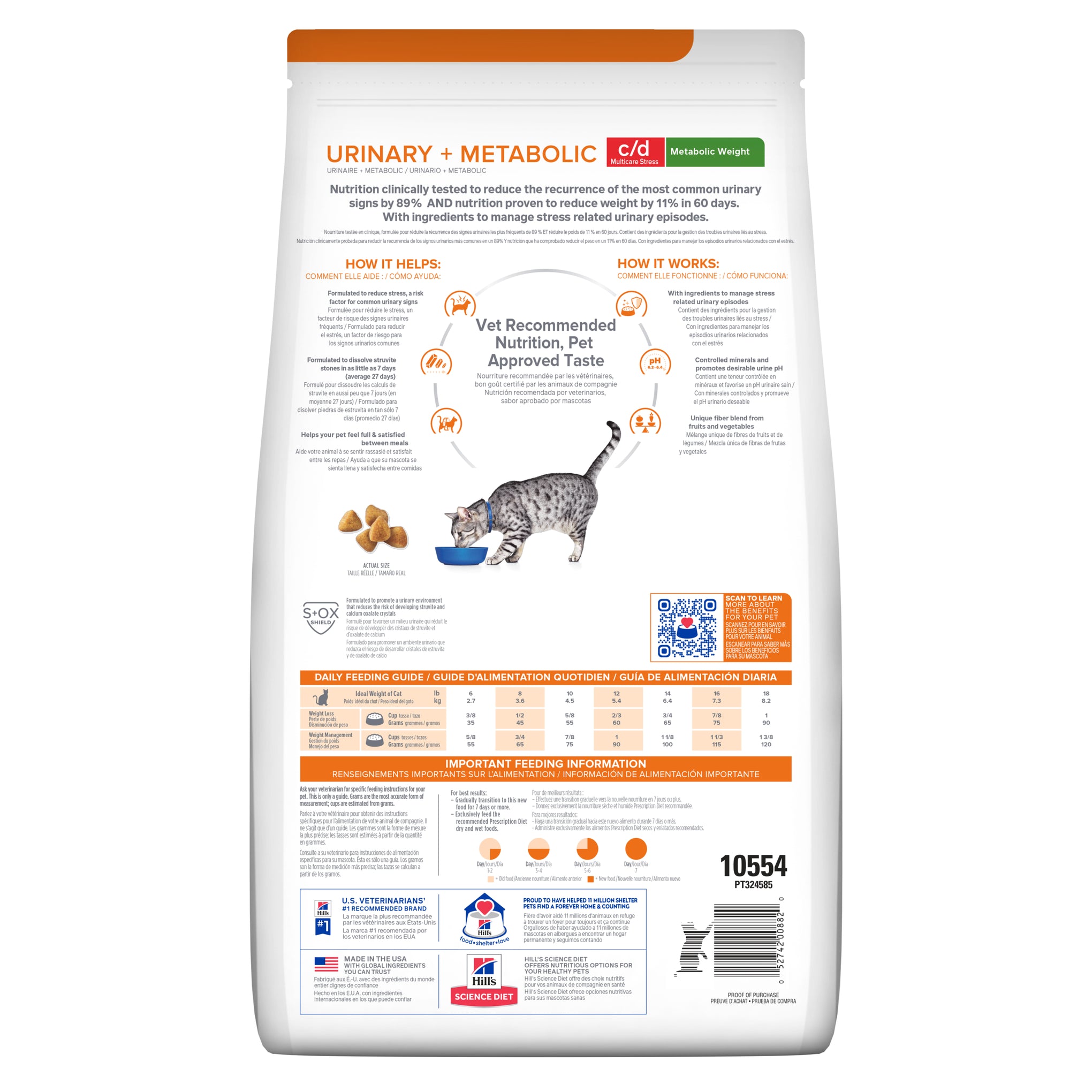 Hill's Prescription Diet c/d Multicare Stress Urinary Care + Metabolic Weight Dry Cat Food 2.88kg