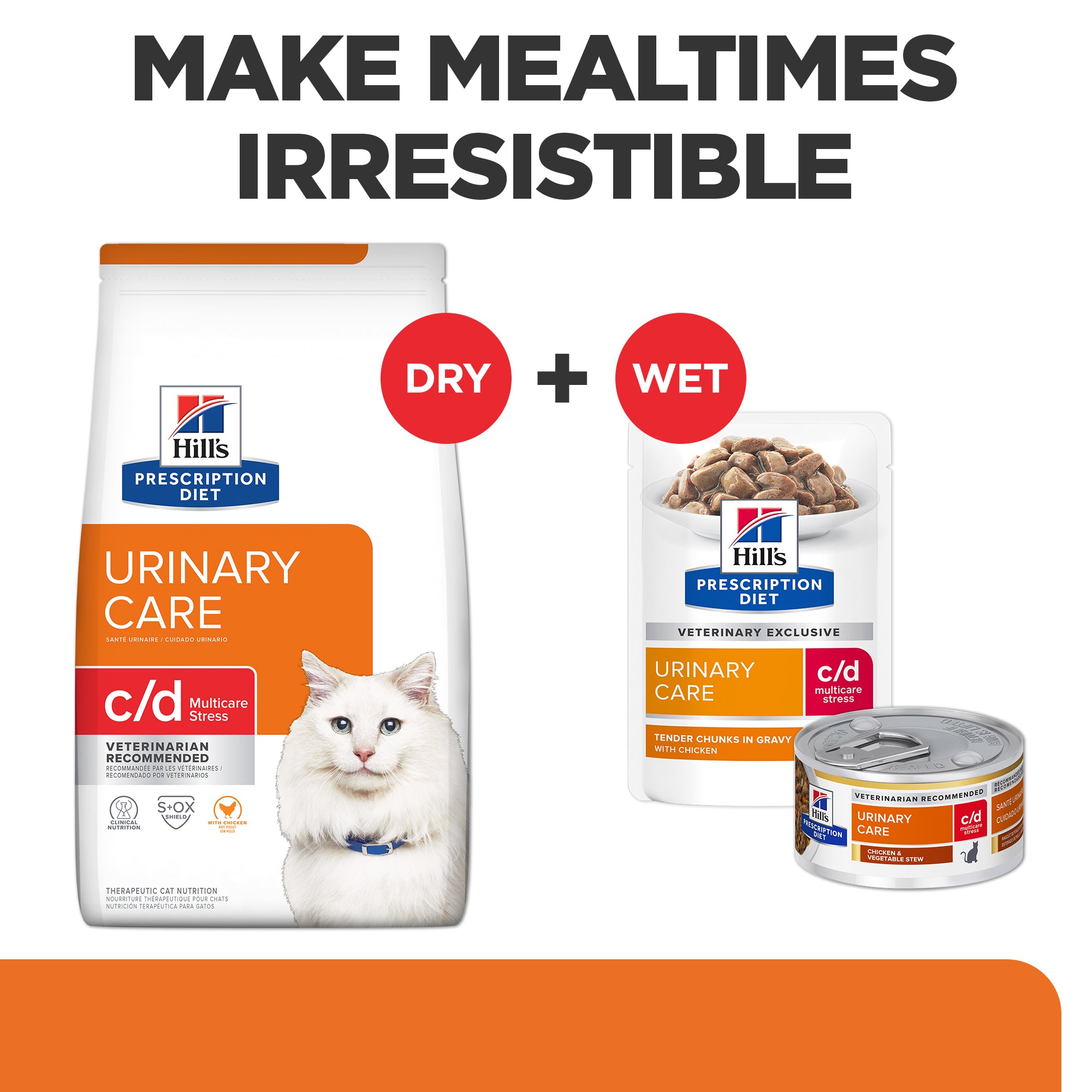 Hill's Prescription Diet c/d Multicare Stress Urinary Care Cat Food Pouches 85g x 12