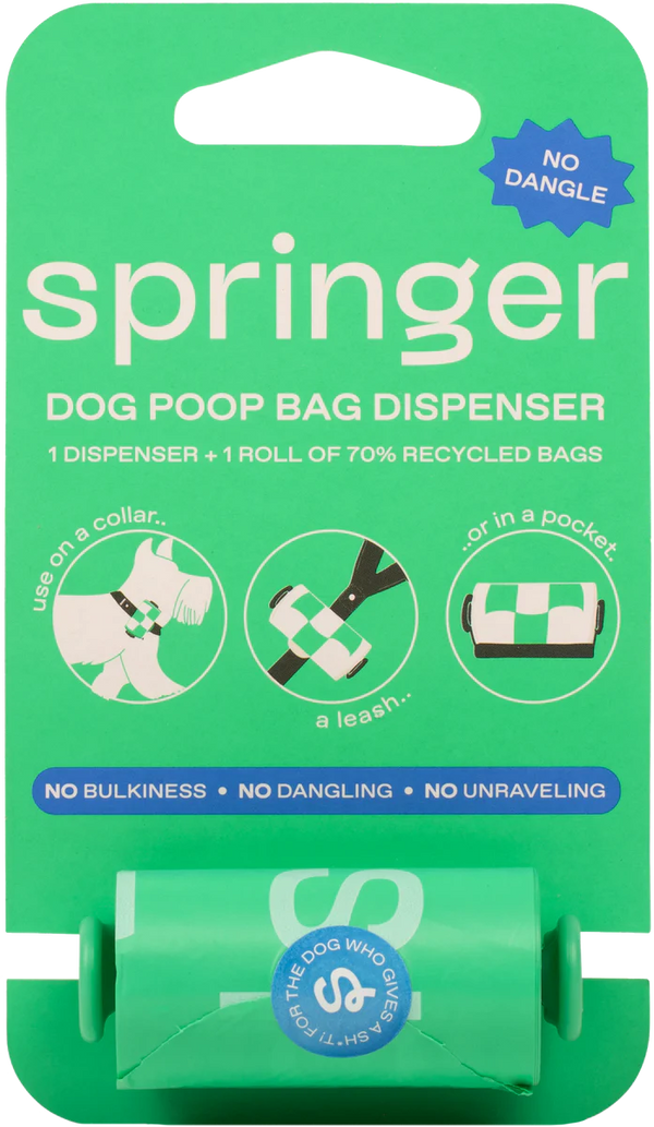 Springer Pets Poop Bag Dispenser With Bags Springer Green