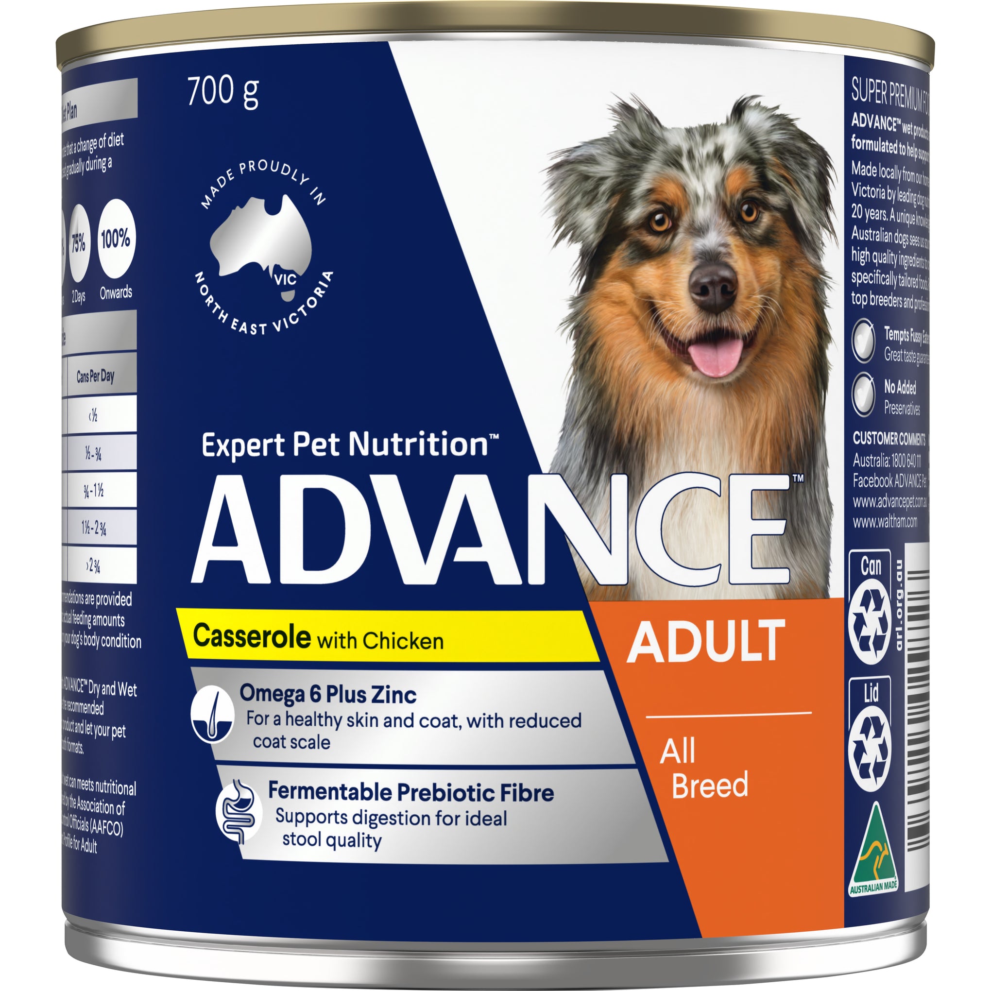 Advance Casserole with Chicken All Breed Adult Wet Dog Food Can 700g x 12