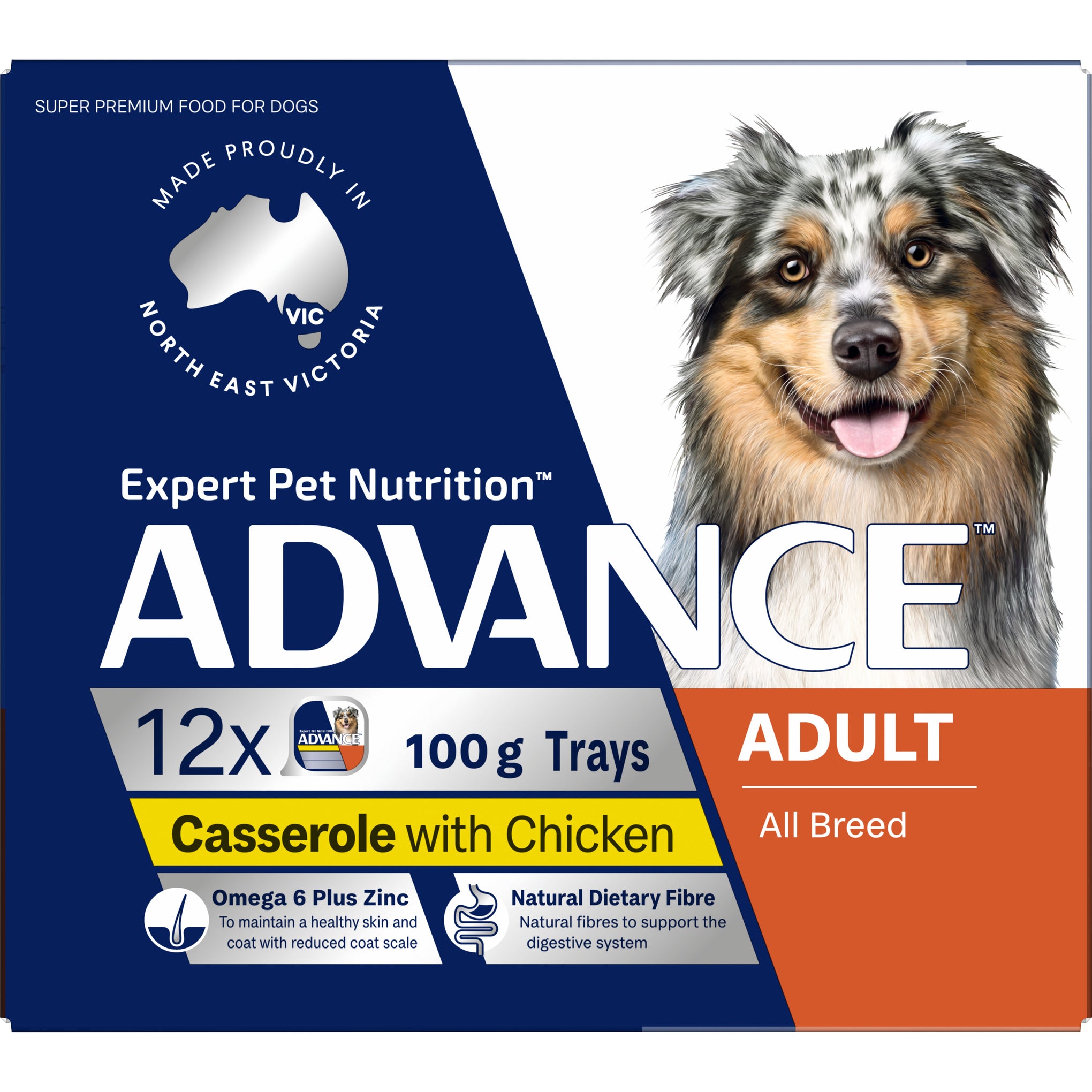 Advance Casserole with Chicken All Breed Adult Wet Dog Food Tray 100g x 12