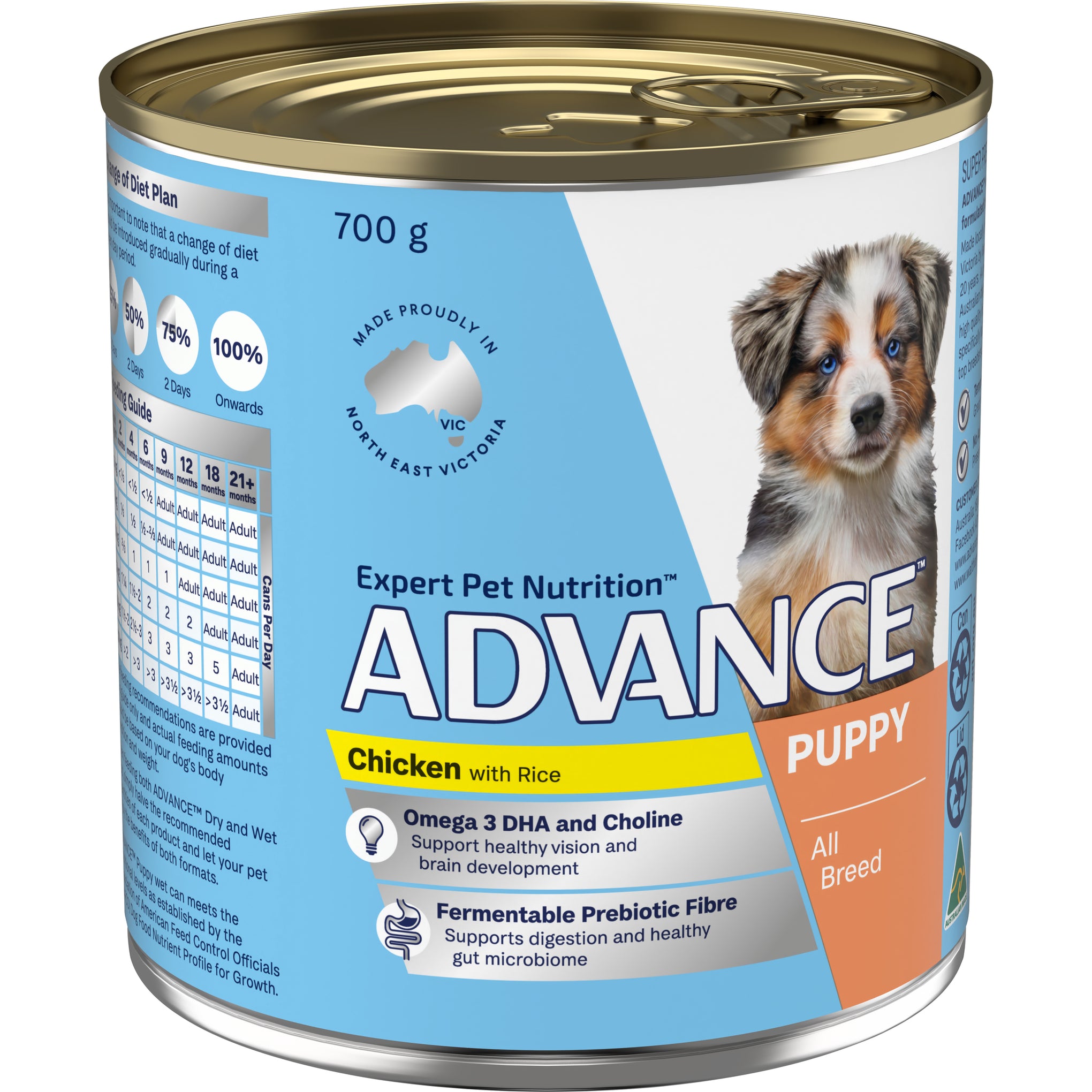 Advance Chicken and Rice All Breed Puppy Wet Dog Food Can 700g x 12