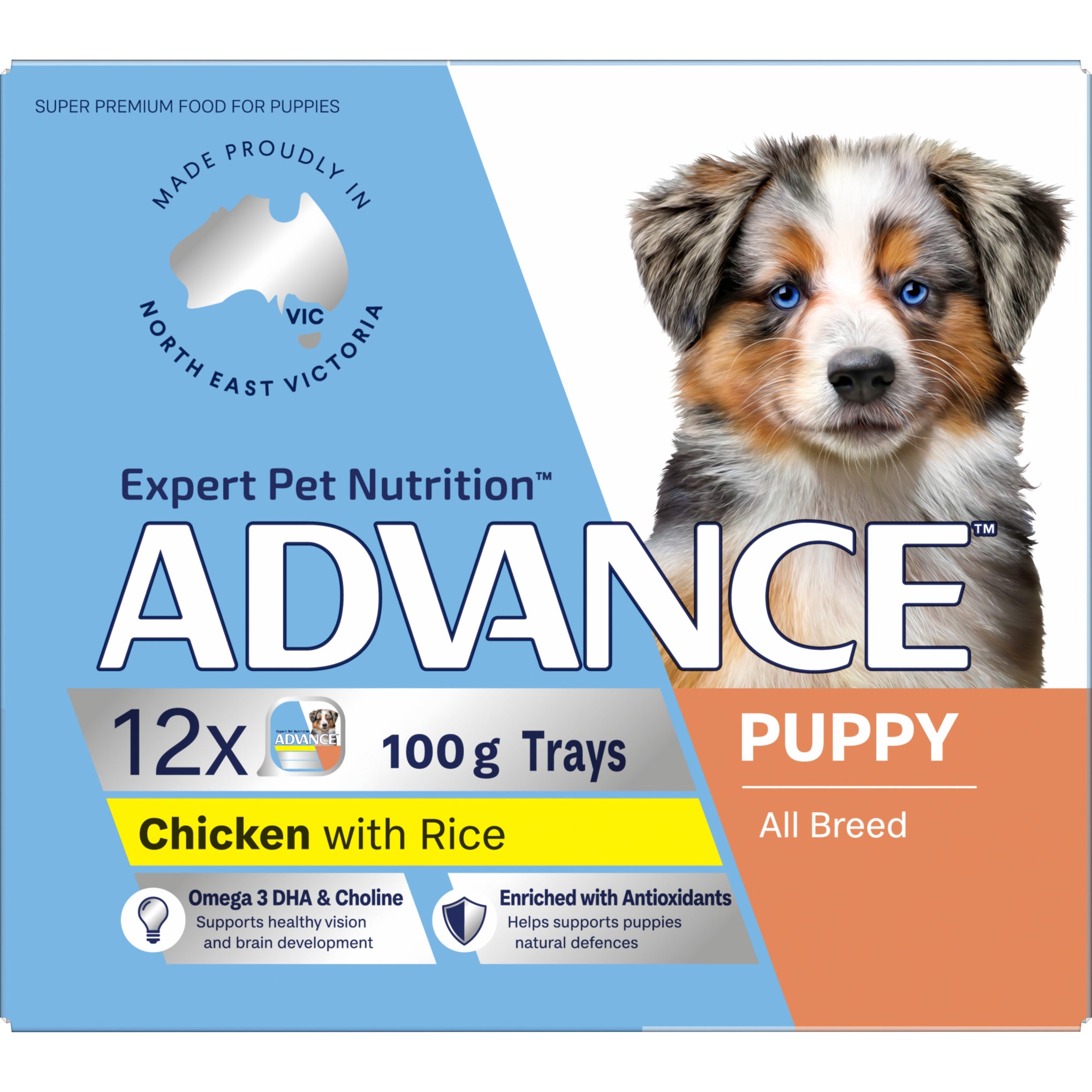 Advance Chicken and Rice All Breed Puppy Wet Dog Food Tray 100g x 12