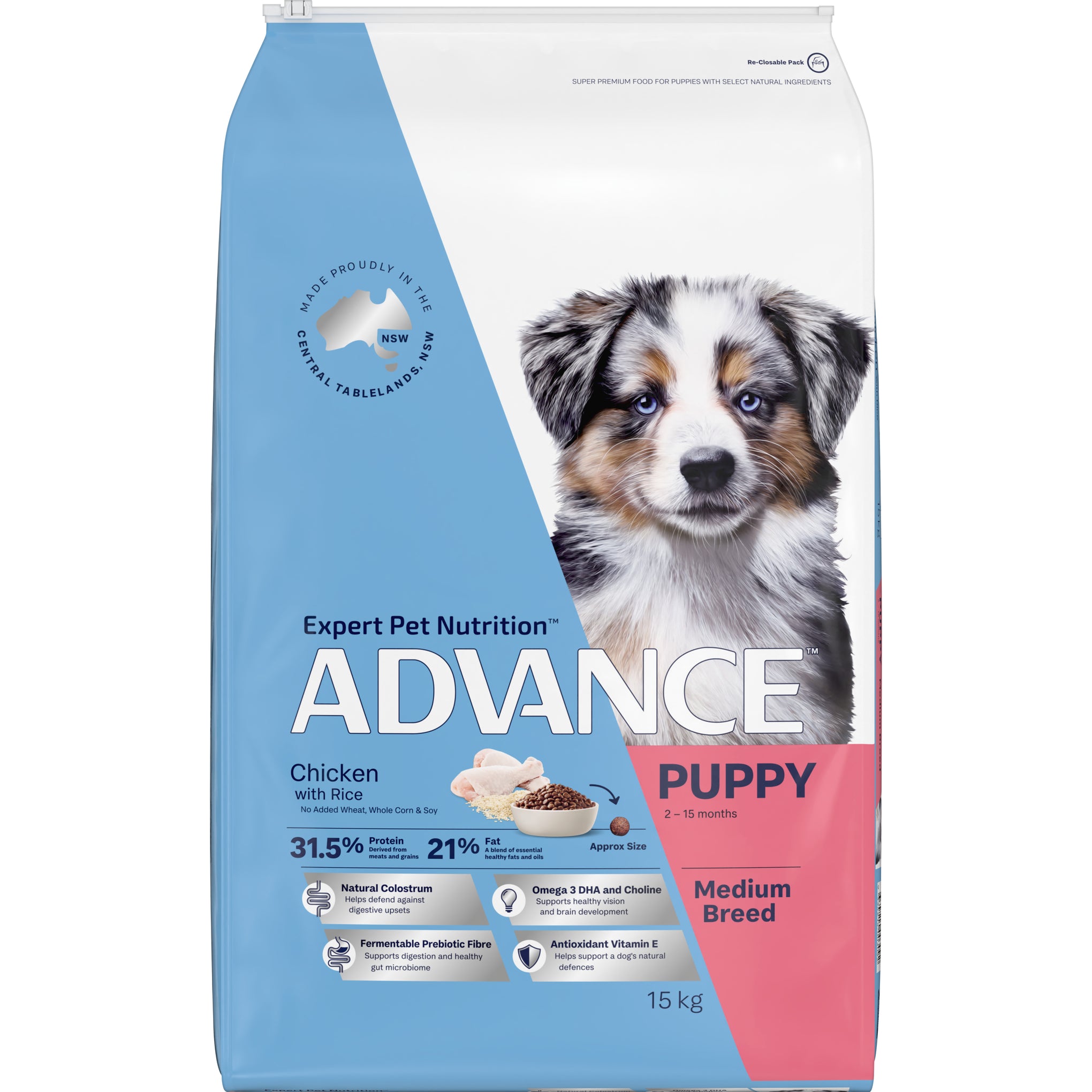 Advance Chicken and Rice Medium Breed Puppy Dry Dog Food