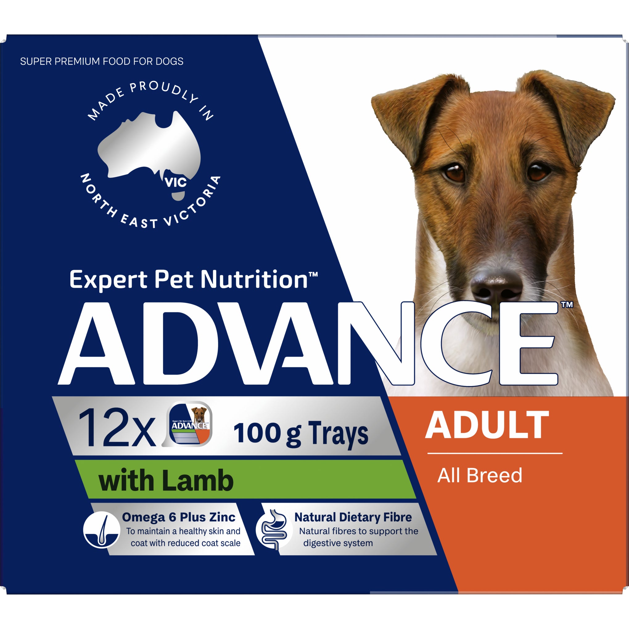 Advance Lamb All Breed Adult Wet Dog Food Trays 100g x 12