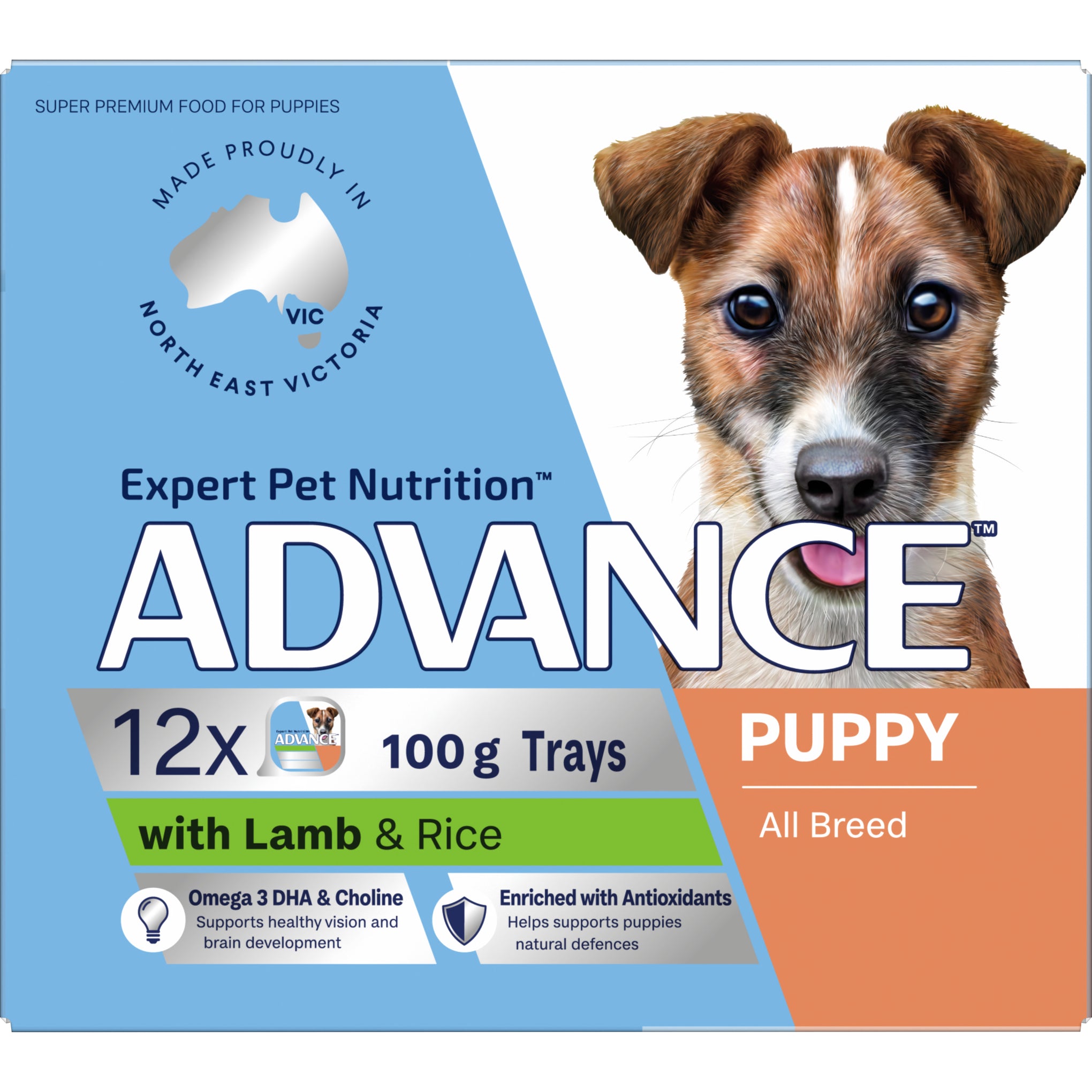 Advance Lamb and Rice All Breed Puppy Wet Dog Food Trays 100g x 12