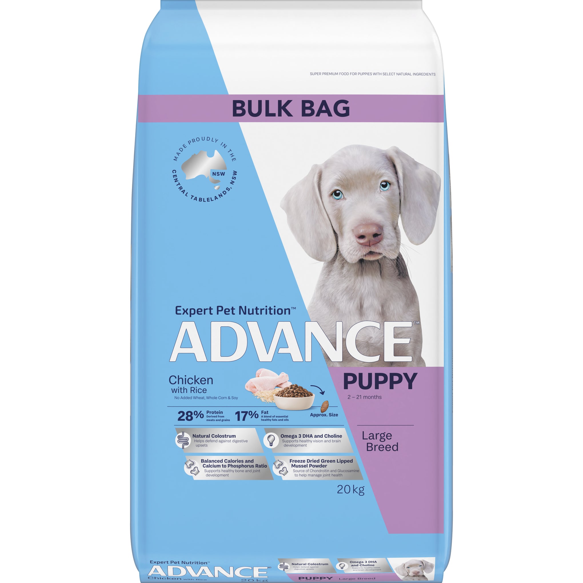 Advance Chicken and Rice Puppy Large Breed Dry Dog Food 20kg