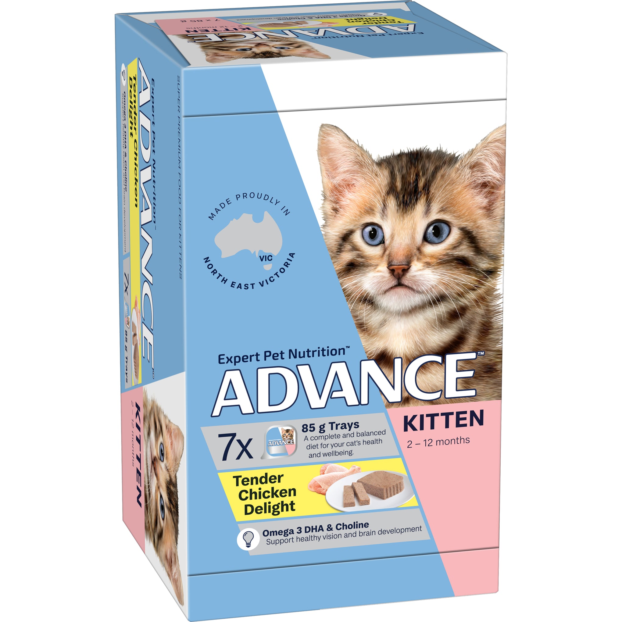 Advance Tender Chicken Delight Kitten Wet Cat Food Trays 85g x 7
