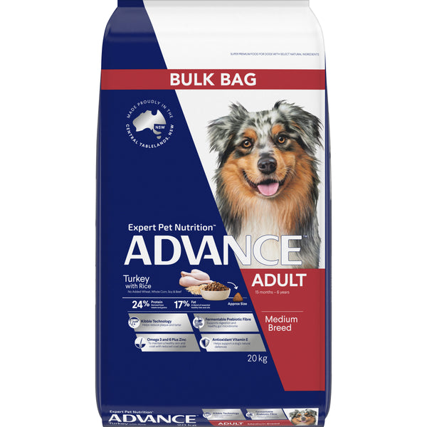 Advance Turkey And Rice Adult Medium Breed Dry Dog Food 20kg