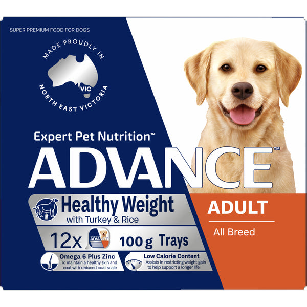 Advance Turkey And Rice Healthy Weight All Breed Adult Wet Dog Food Trays 100g x 12