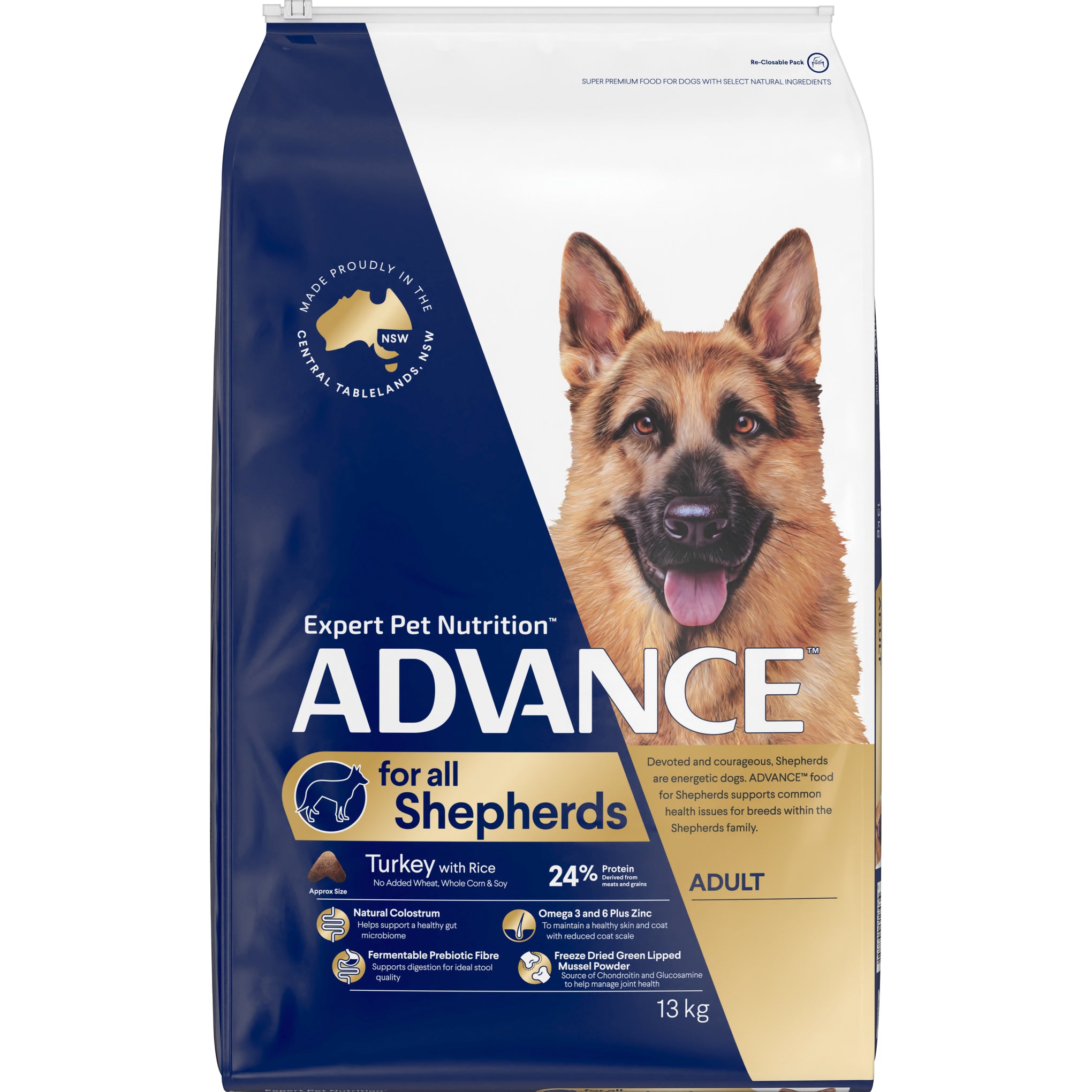 Advance Turkey and Rice Shepherds Adult Dry Dog Food 13kg
