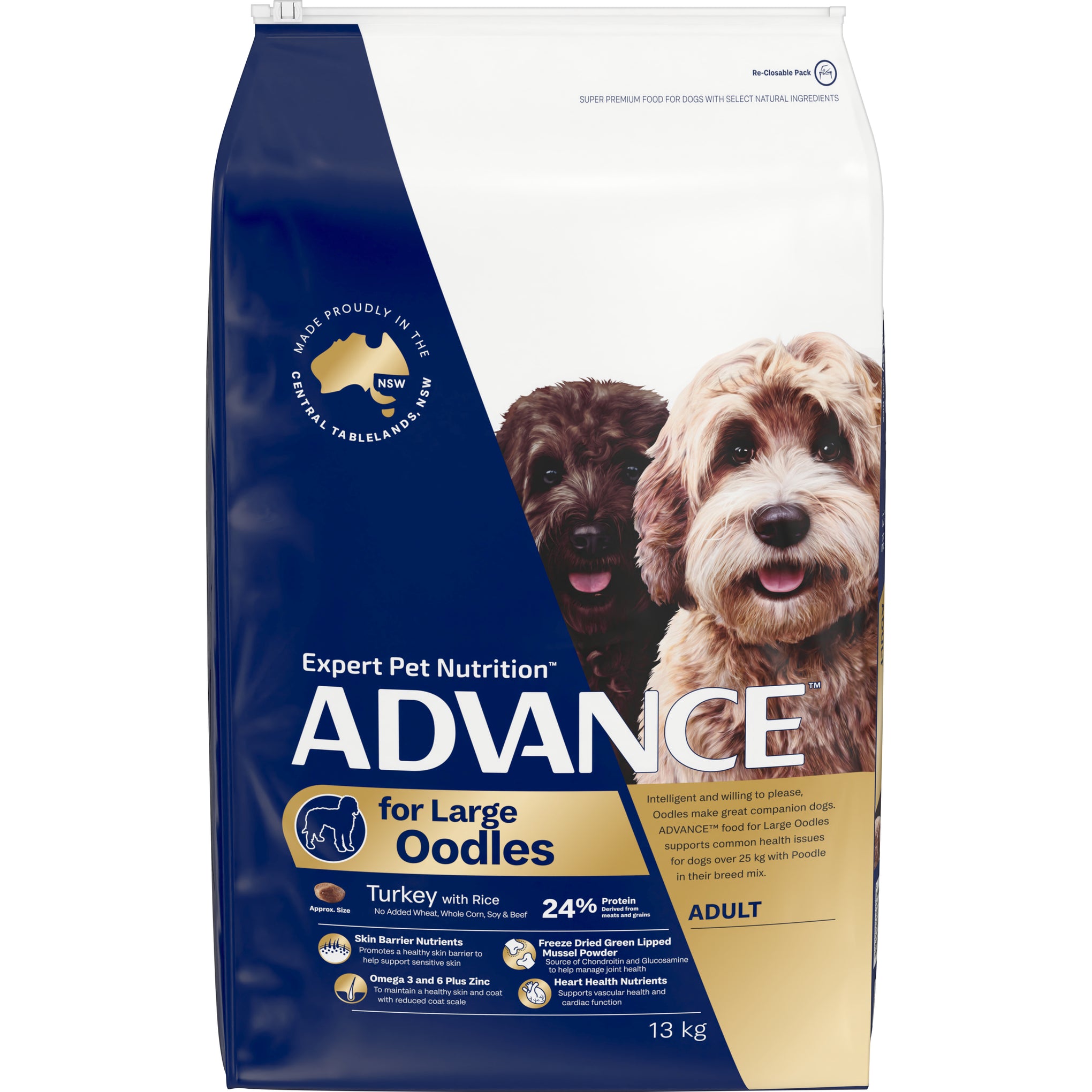 Advance Turkey with Rice Large Oodles Adult Dry Dog Food 13kg