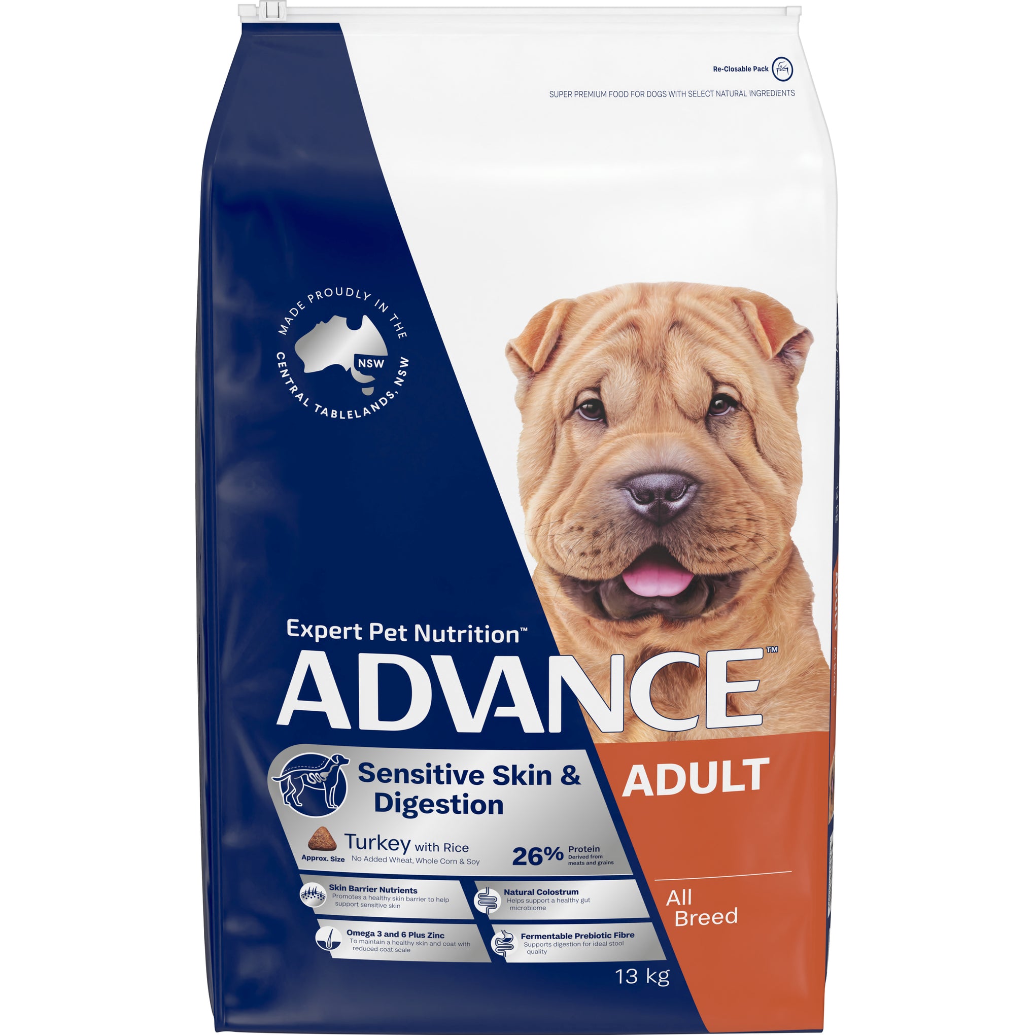 Advance Turkey with Rice Sensitive Skin and Digestion Adult Dry Dog Food 13kg