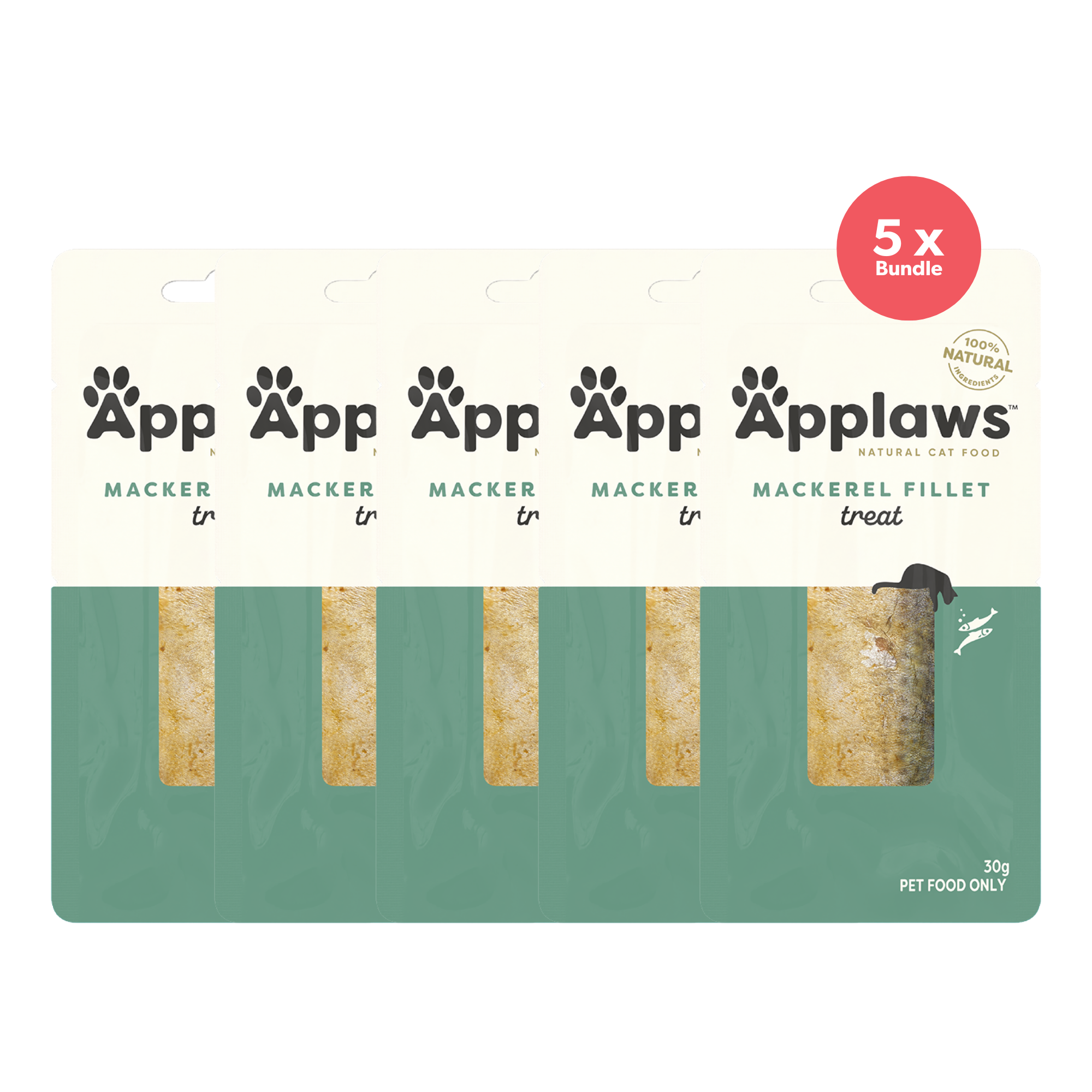 Applaws Wet Cat Whole Mackeral Fillet Treat 30g x 5