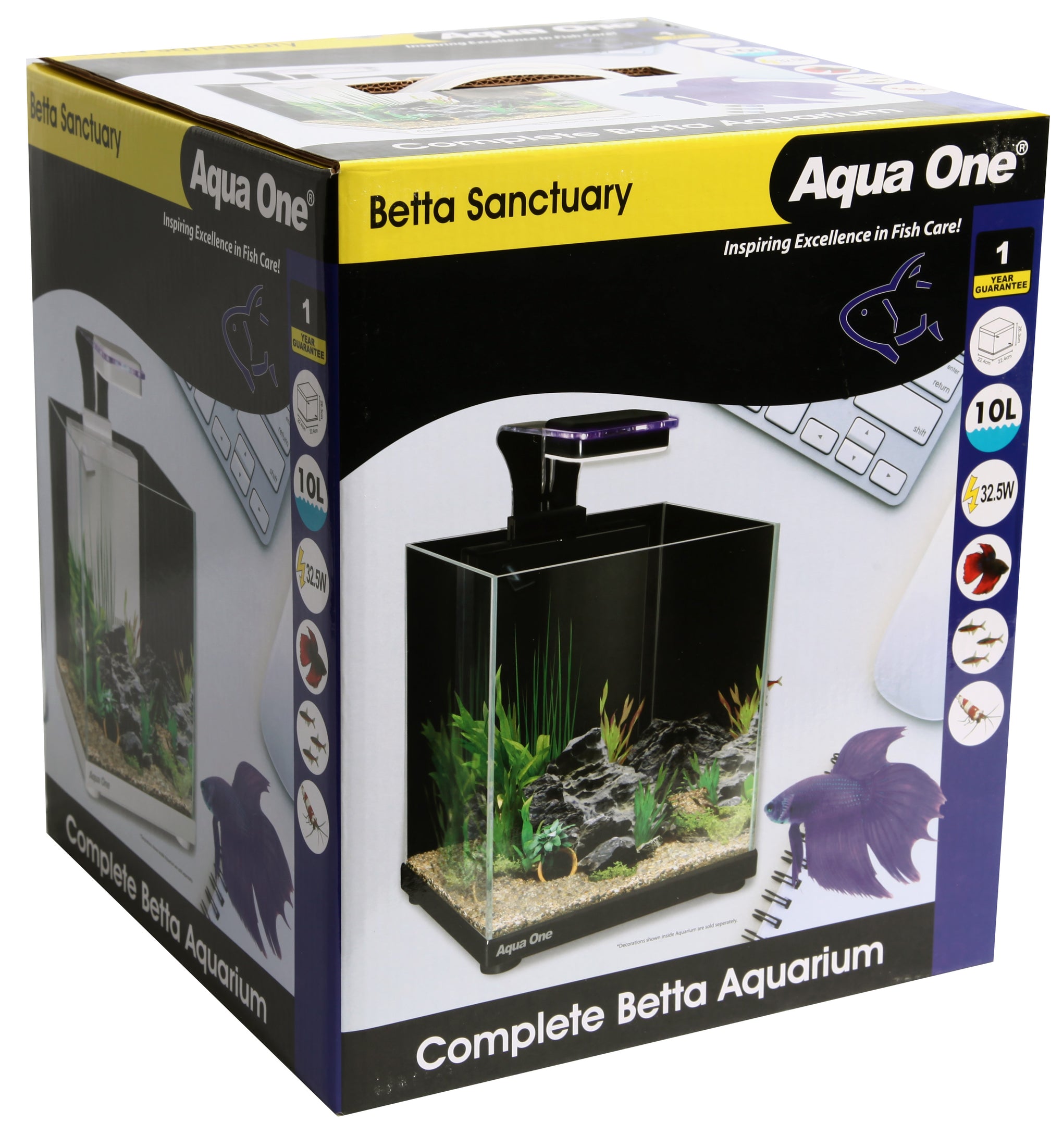Aqua One Betta Sanctuary Glass Aquarium Black