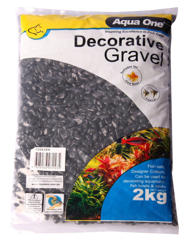 Aqua One Decorative Gravel 2kg Black 7mm