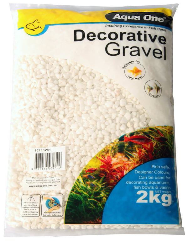 Aqua One Decorative Gravel 2kg White 7mm