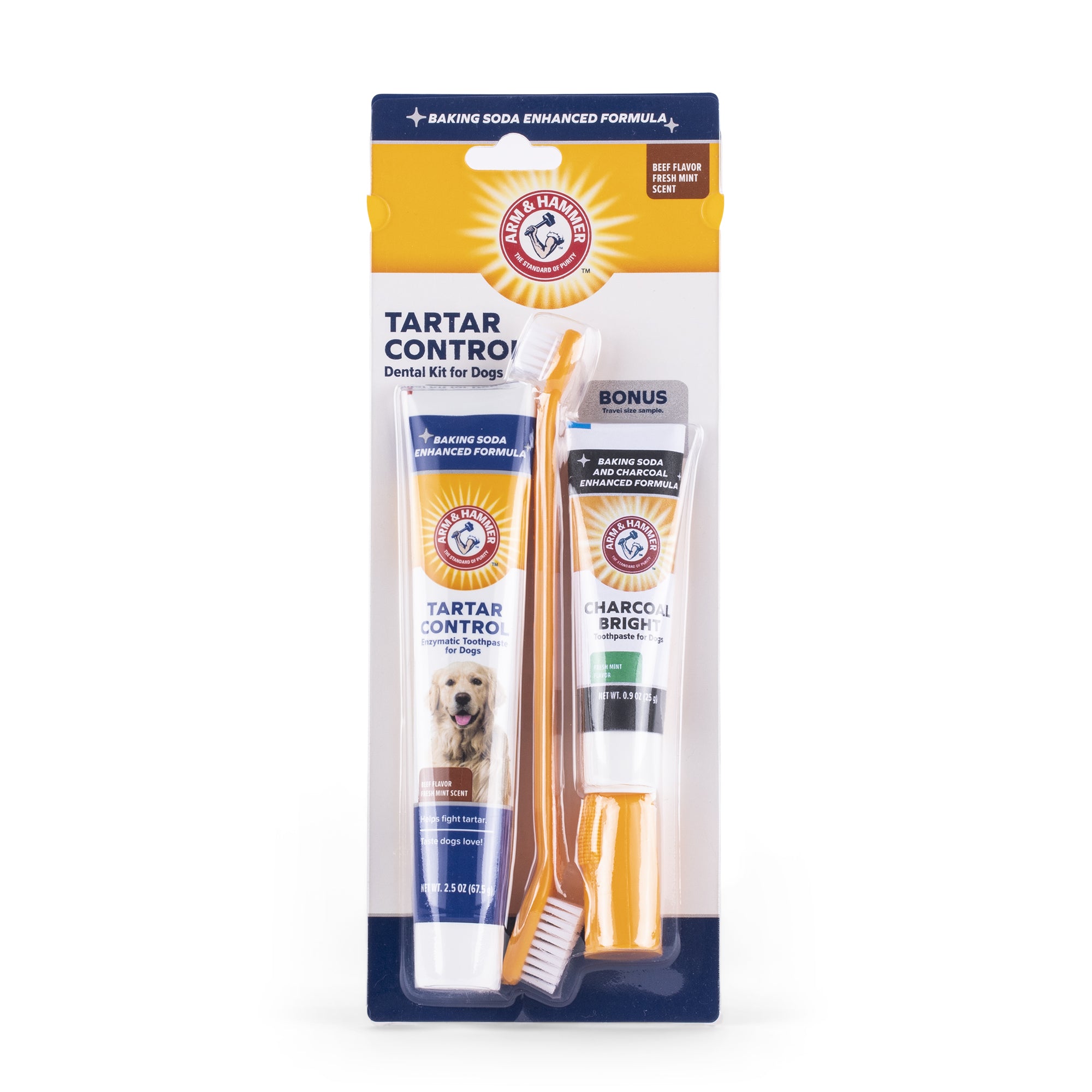 Arm and Hammer Tartar Control Dental Kit for Dogs with Bonus Charcoal Bright Sample Tube