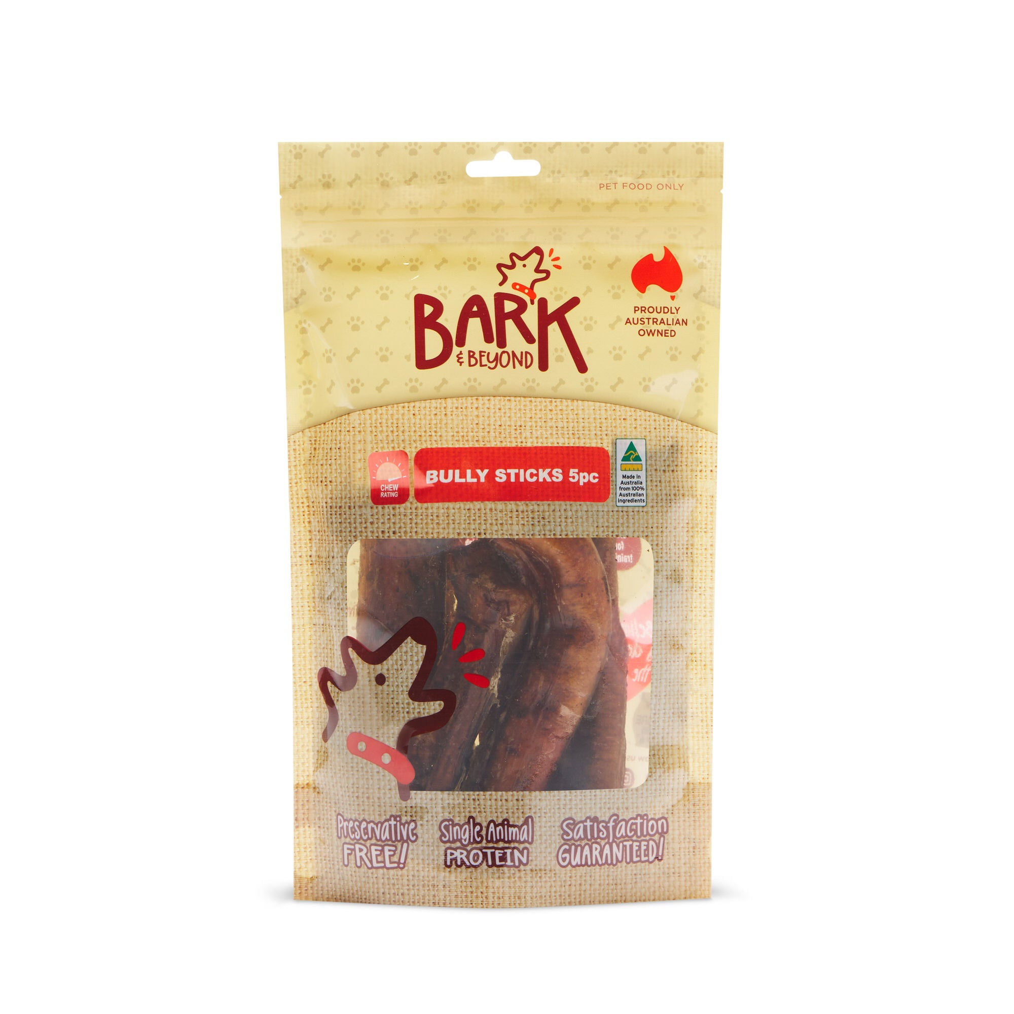 Bark And Beyond Bully Stick Dog Treats 5 Pack.