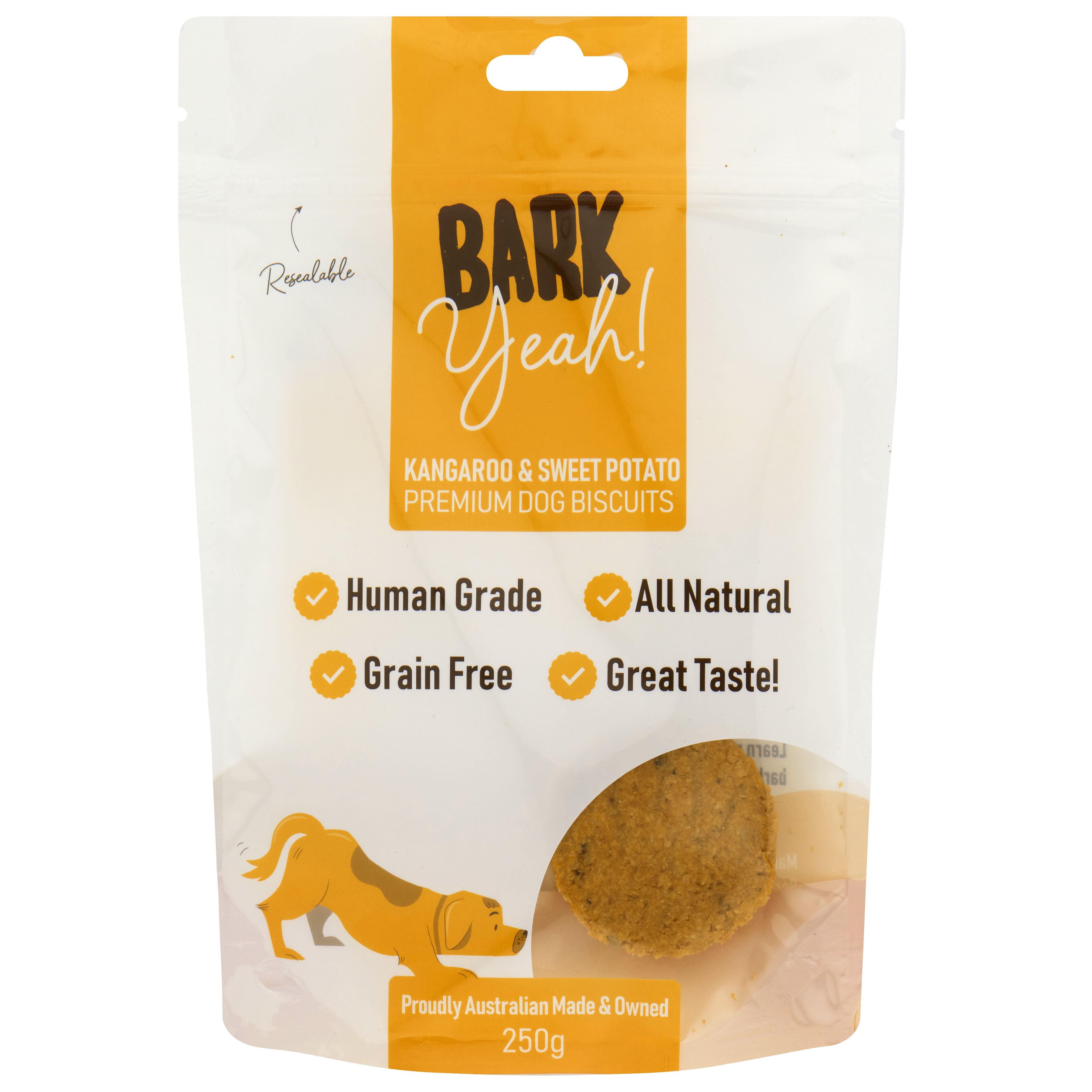 Bark Yeah Kangaroo Sweet Potato Premium Dog Biscuits Dog Treat 250g