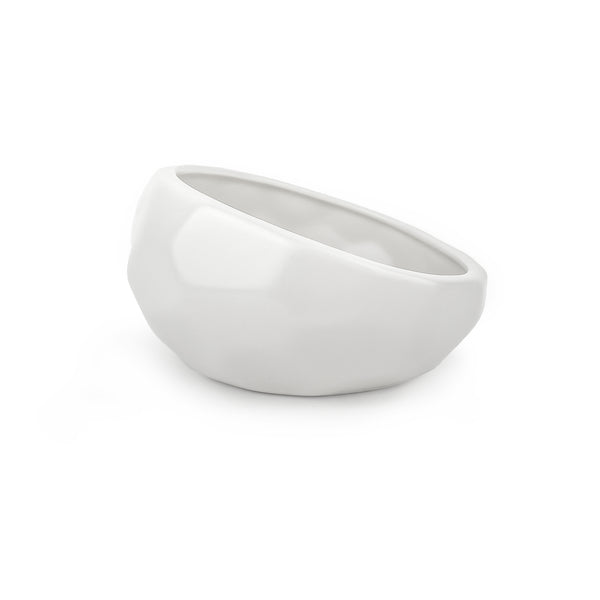 Barkley & Bella Honeycomb Ceramic Dog Bowl White