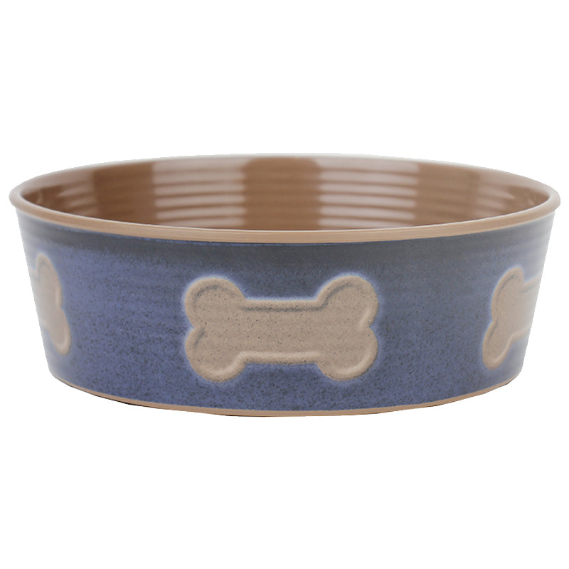 Barkley & Bella Melamine Dog Bowl Bone Indigo Large