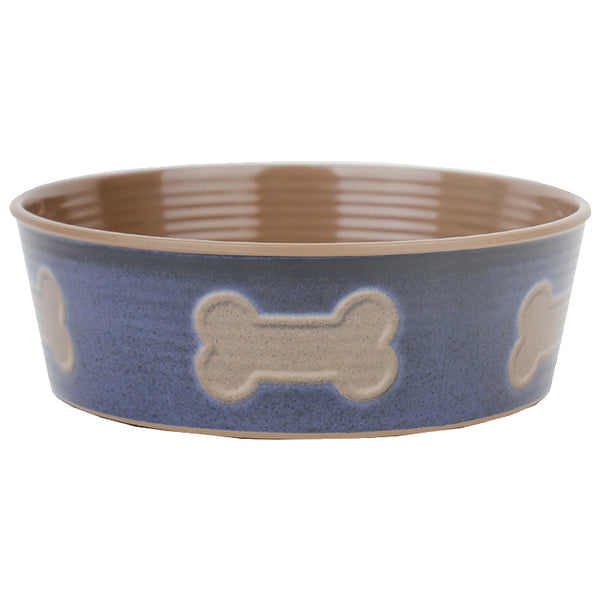 Barkley & Bella Melamine Dog Bowl Bone Indigo Large