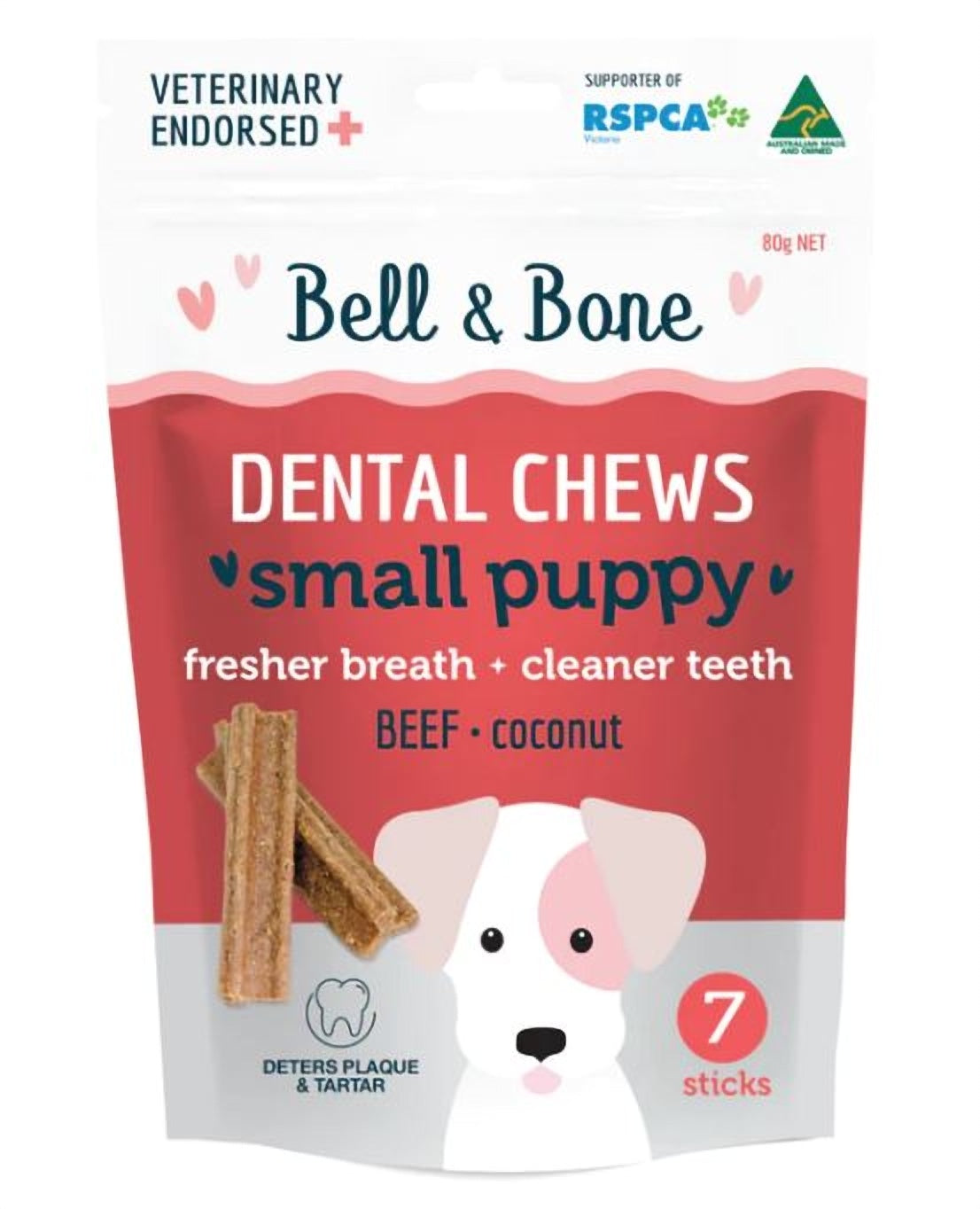 Bell & Bone Small Puppy Dental Chews Beef 7 Pack