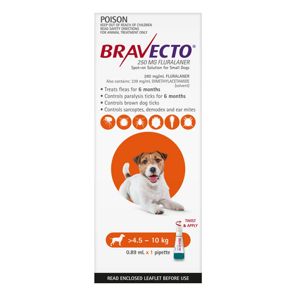 Bravecto Spot On Small Dogs 4.5-10kg 1 Pack