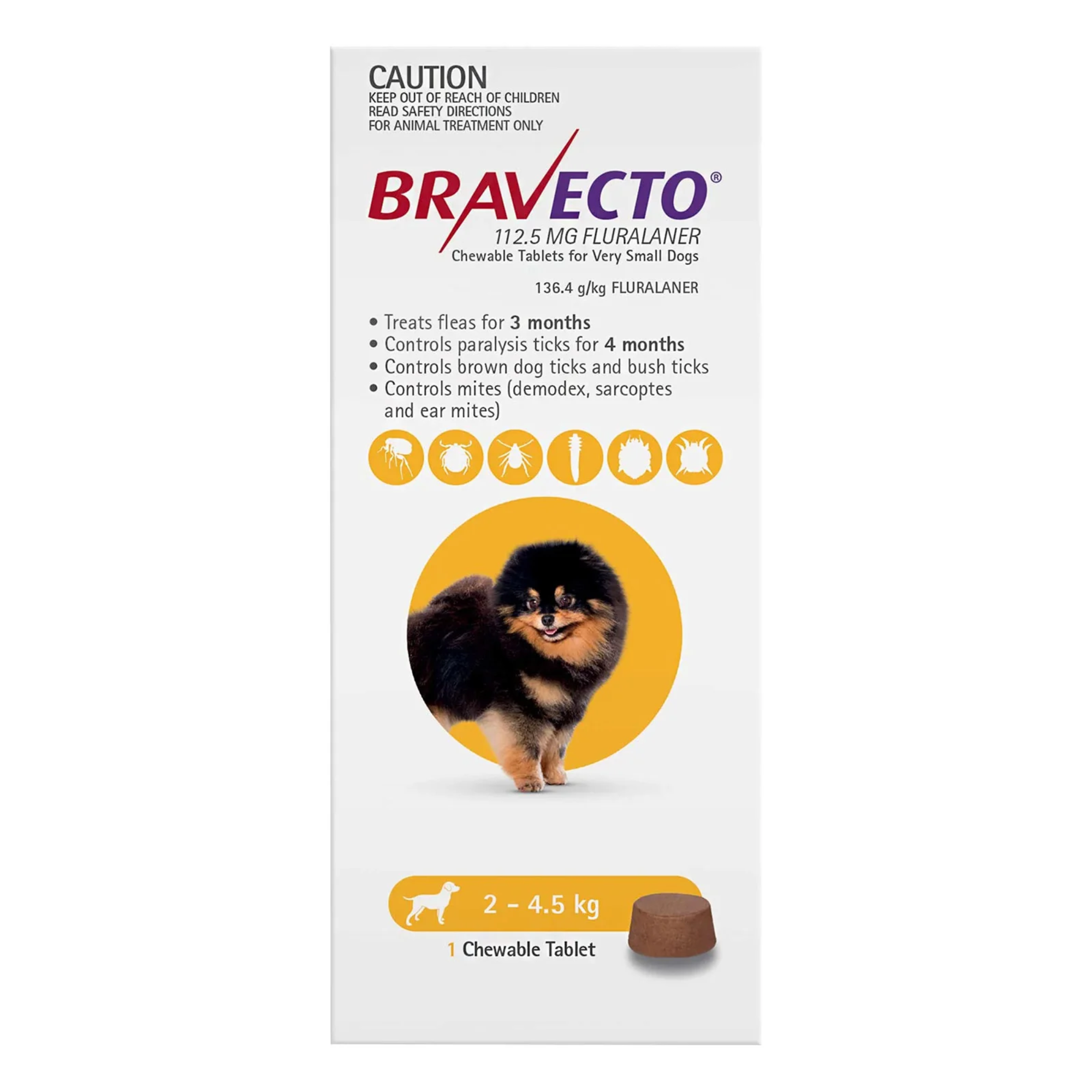 Bravecto Very Small Dog Chews 2-4.5Kg
