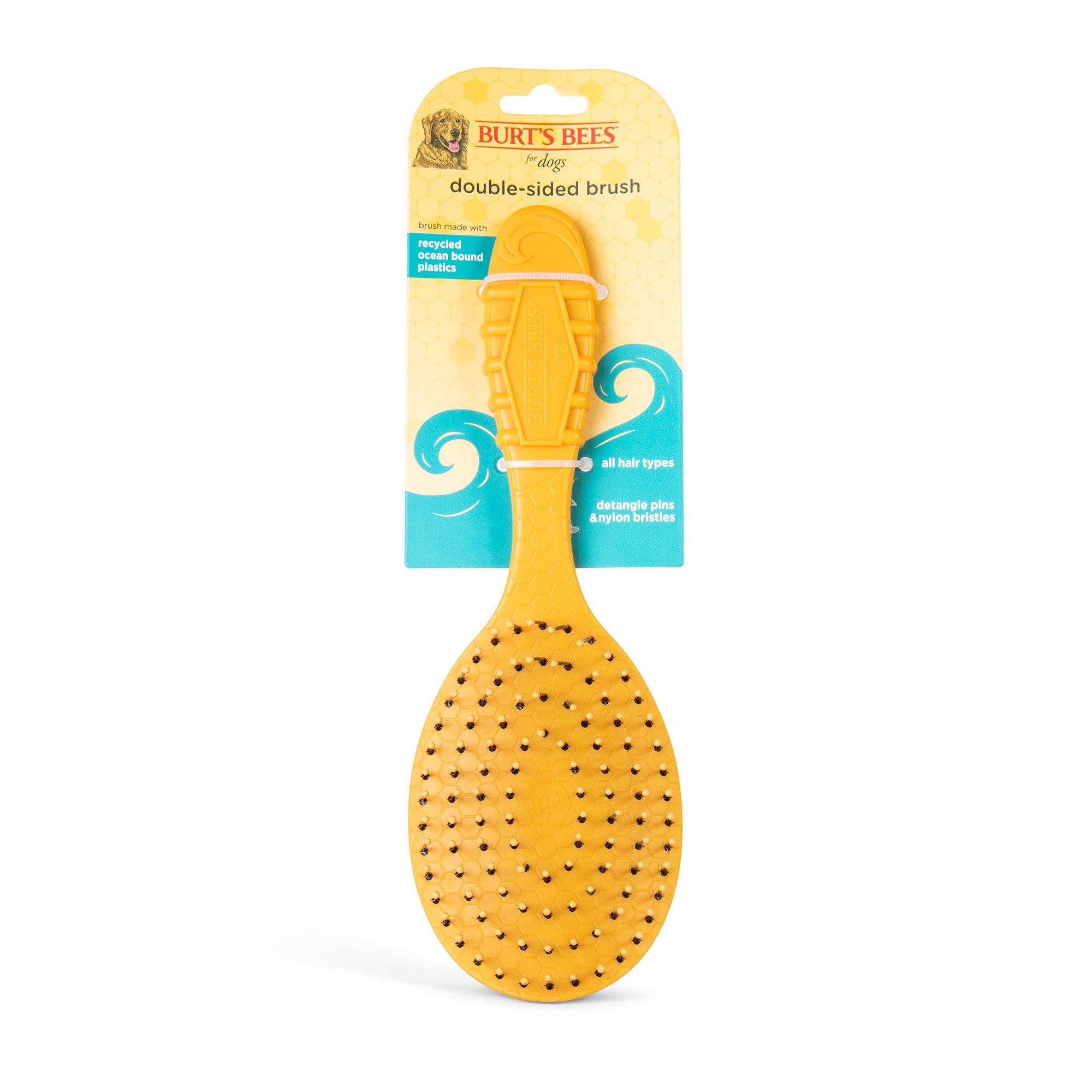 Burt's Bees Ocean Bound Plastic Double Sided Dog Brush