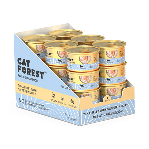 CAT FOREST Tuna White Meat with Salmon in Jelly Cat Wet Food 85g x 24