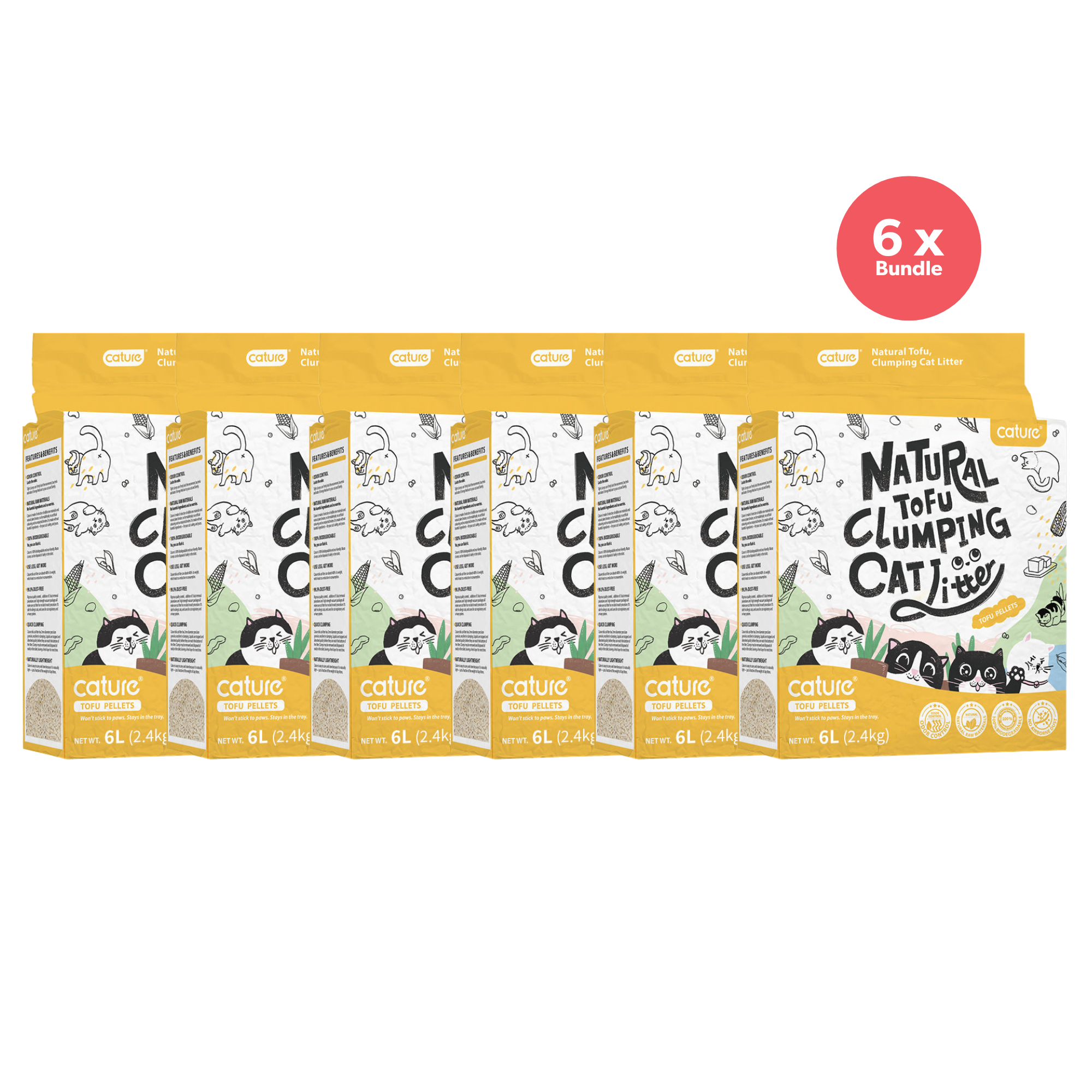 Cature Natural Tofu Clumping Milky Cat Litter 2.4kg x 6
