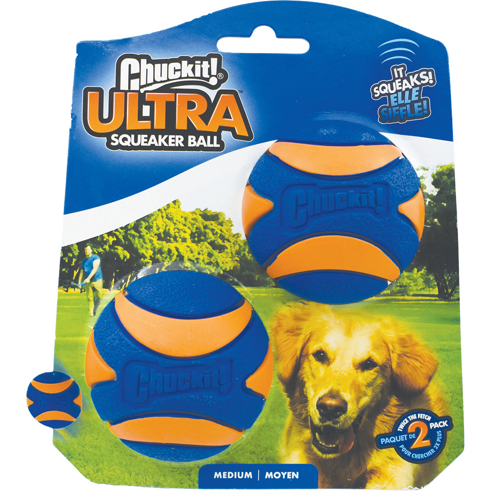 Chuckit Ultra Squeaker Ball Dog Toy Medium 2 Pack