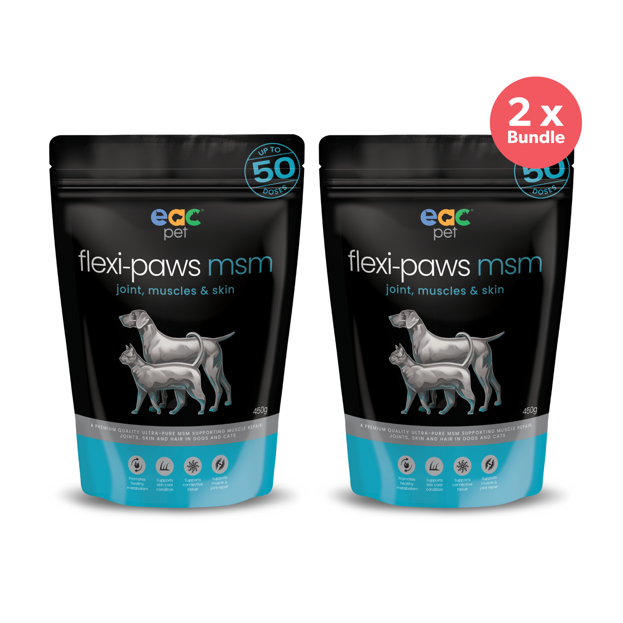 EAC Animal Care Flexi-Paws Ultra Pure MSM Joint Supplement for Dogs and Cats 450g x 2