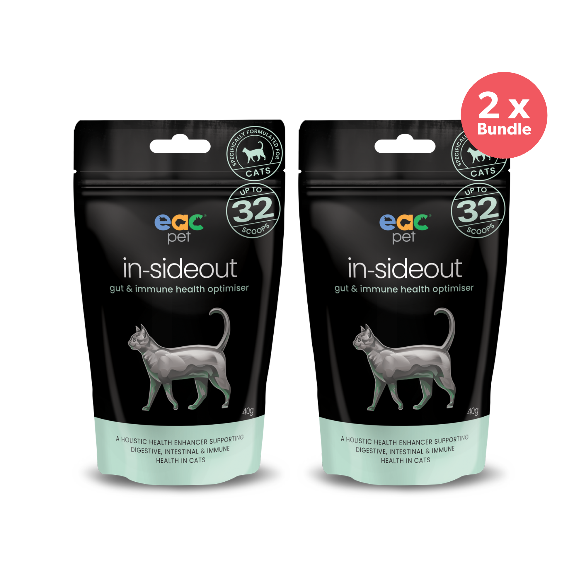 EAC Animal Care In-Sideout Gut & Immune Health Optimiser for Cats 40g x 2